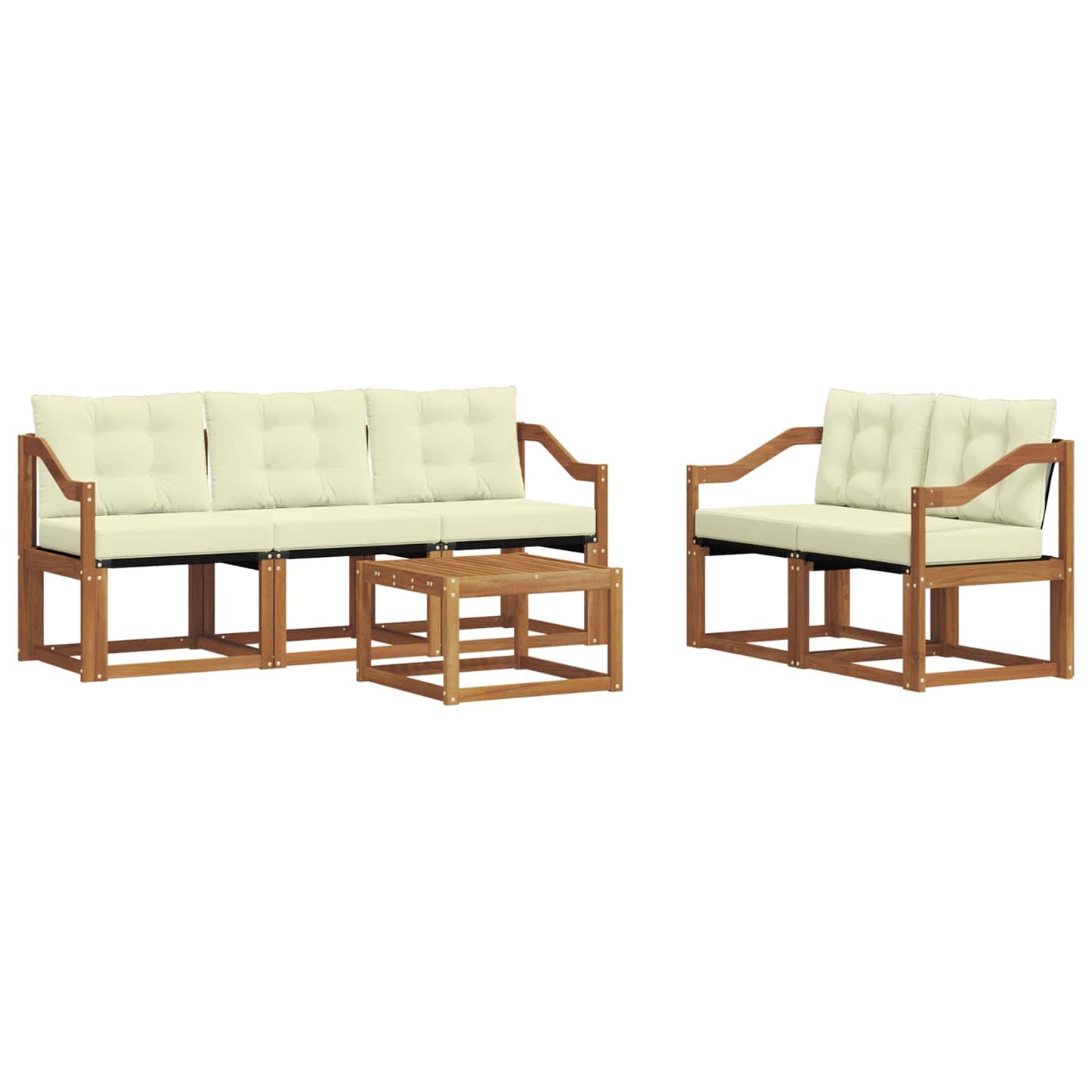 vidaXL Σειρά Καναπέ Εξωτερικού με μαξιλάρι 6 pcs Φυσικό και Κρέμα