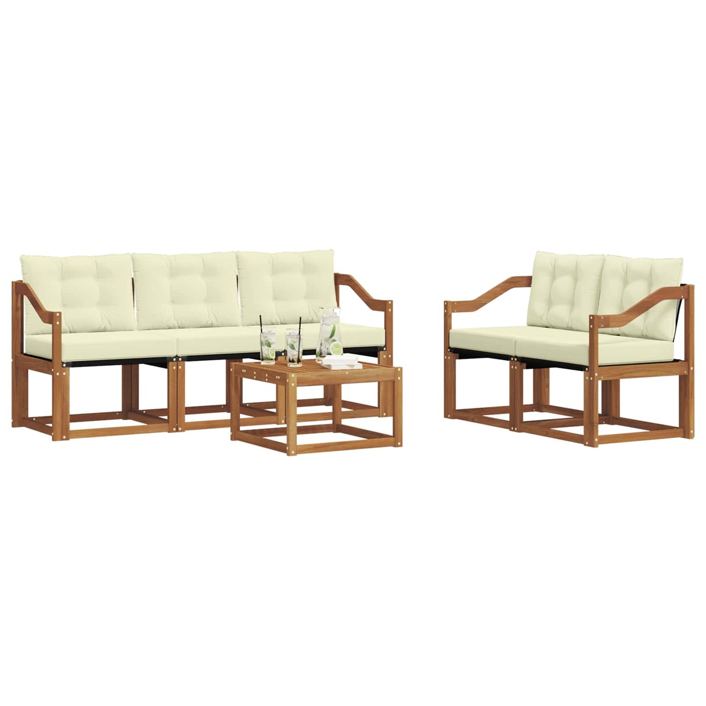 vidaXL Σειρά Καναπέ Εξωτερικού με μαξιλάρι 6 pcs Φυσικό και Κρέμα