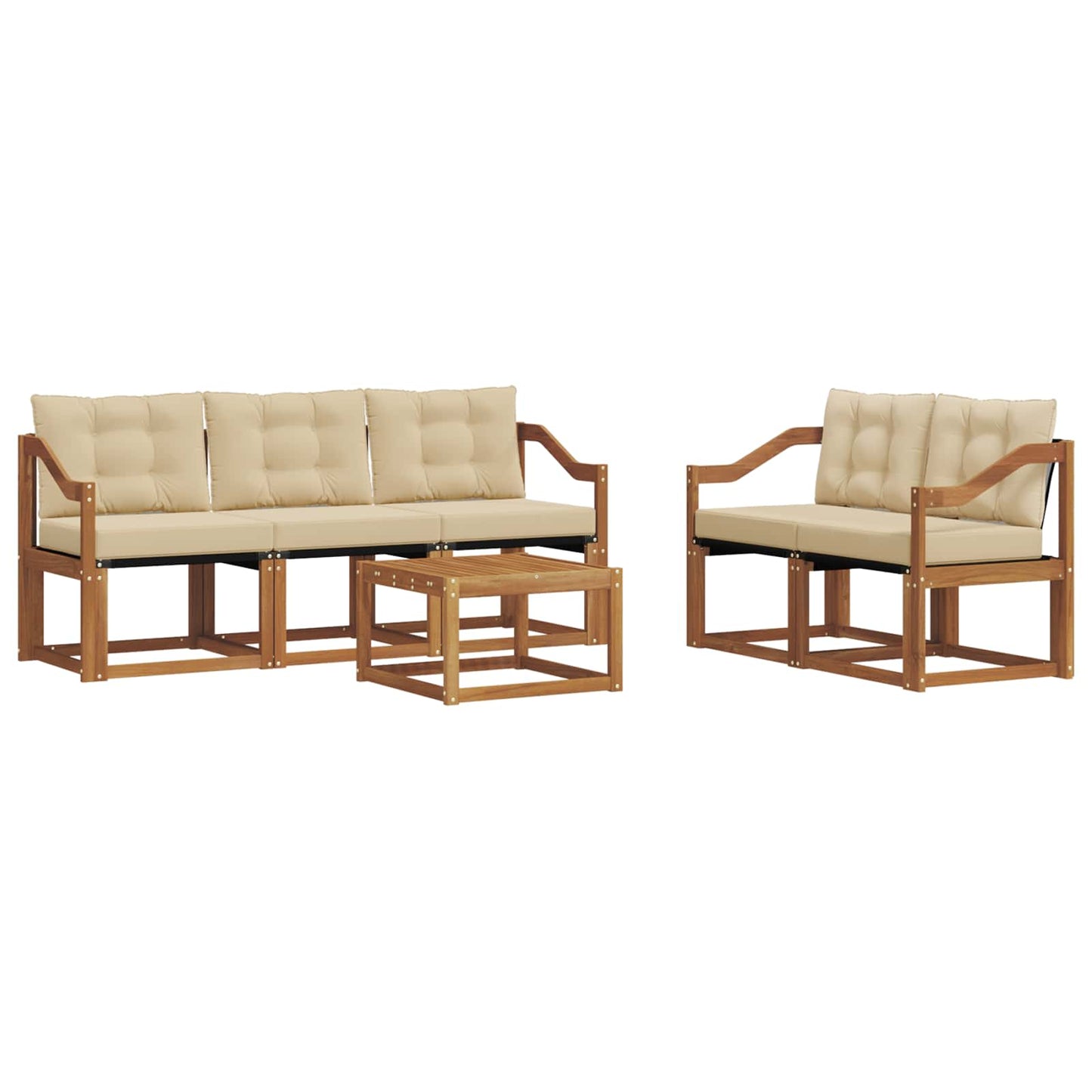 vidaXL Σειρά Καναπέ Εξωτερικού με μαξιλάρι 6 pcs Φυσικό και Μπεζ