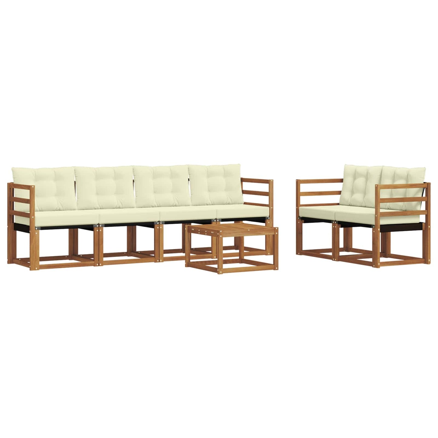vidaXL Σειρά Καναπέ Εξωτερικού με μαξιλάρι 7 pcs Φυσικό και Κρέμα