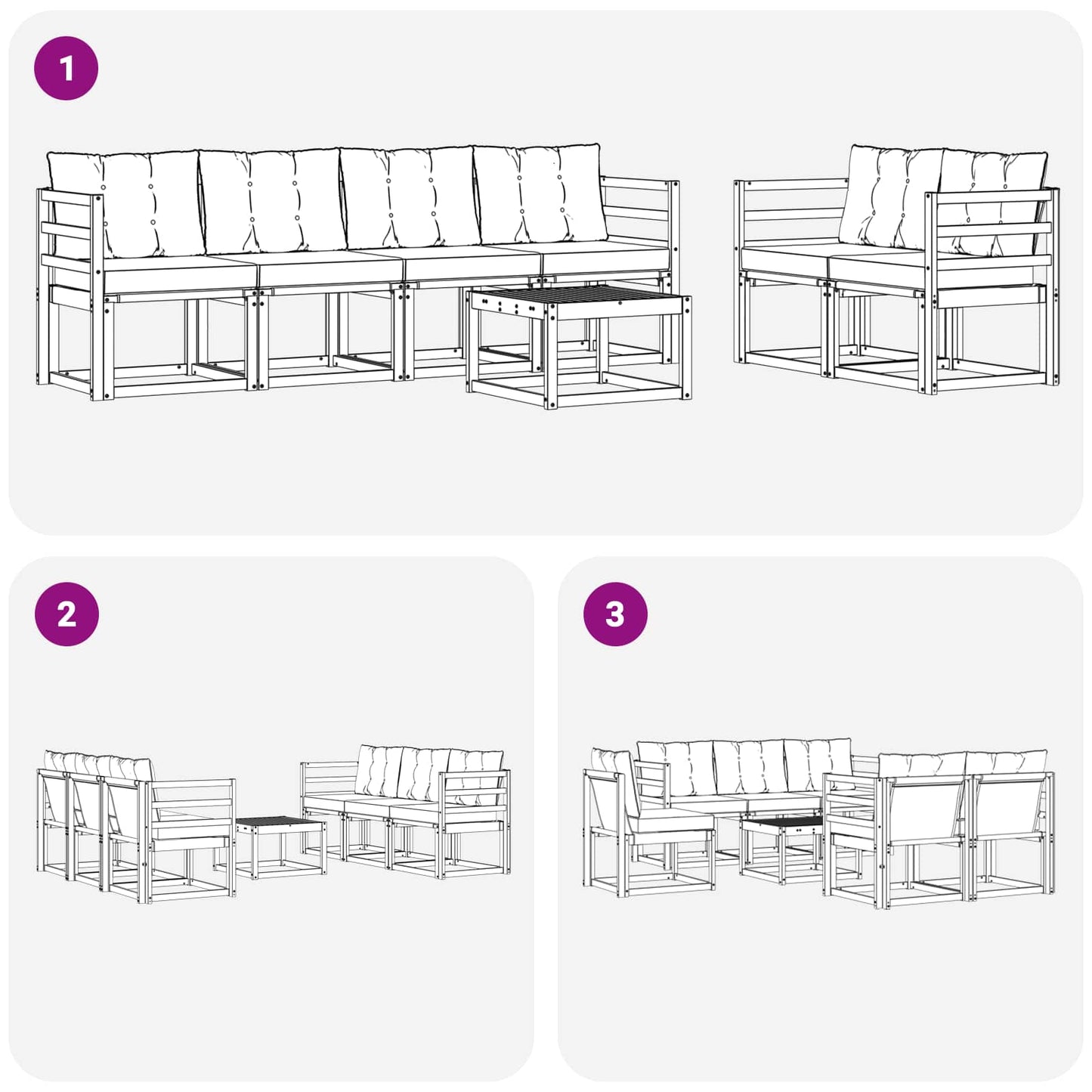 vidaXL Σειρά Καναπέ Εξωτερικού με μαξιλάρι 7 pcs Φυσικό και Κρέμα