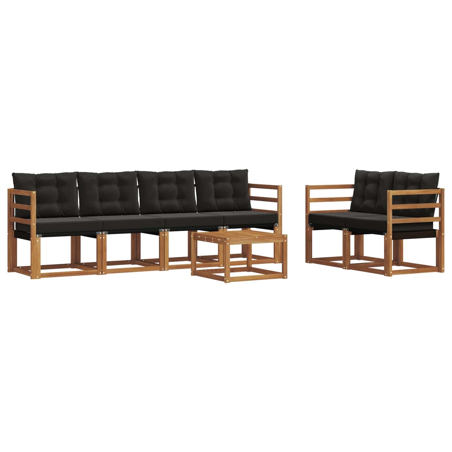 vidaXL Σειρά Καναπέ Εξωτερικού με μαξιλάρι 7 pcs Φυσικό και Μαύρο