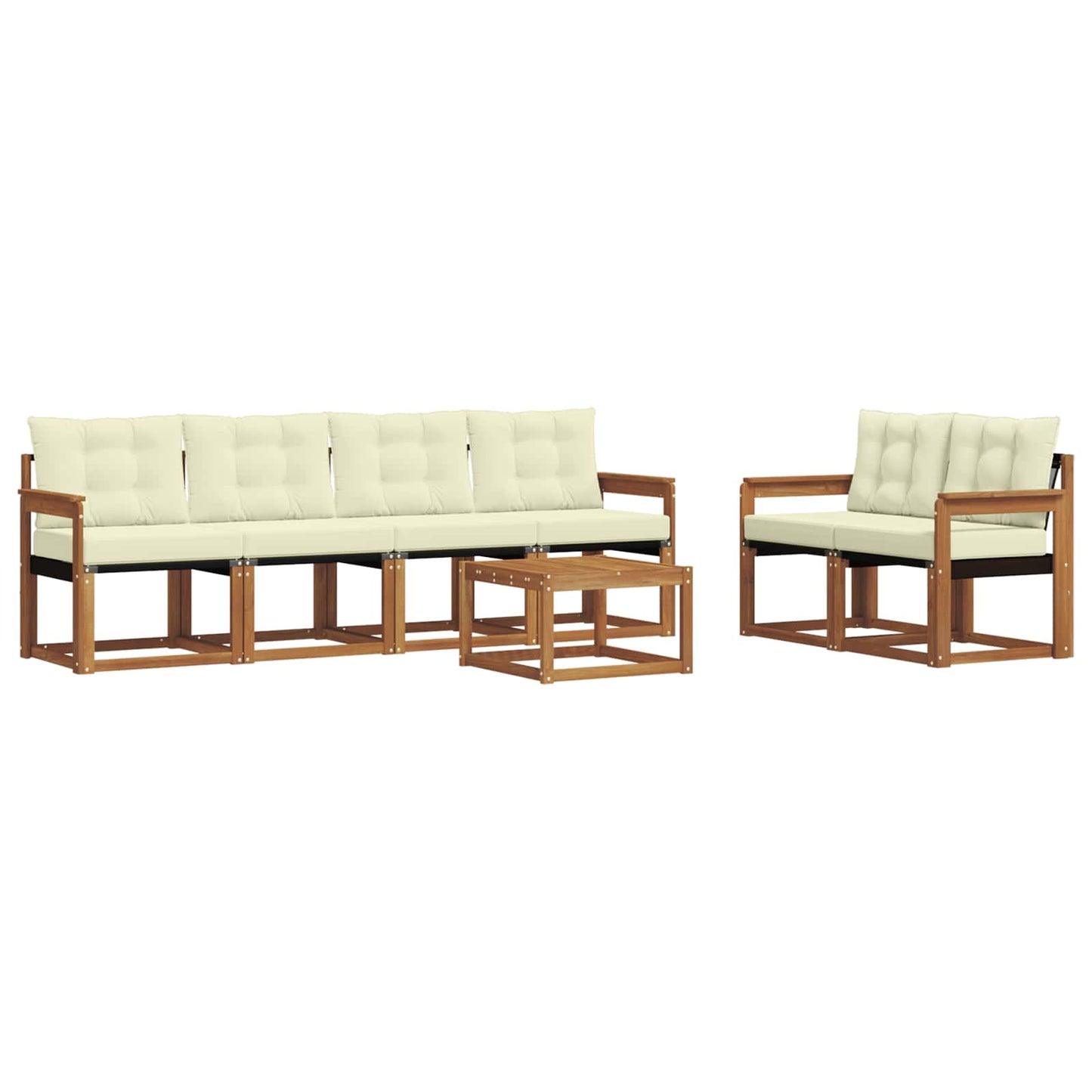 vidaXL Σειρά Καναπέ Εξωτερικού με μαξιλάρι 7 pcs Φυσικό και Κρέμα
