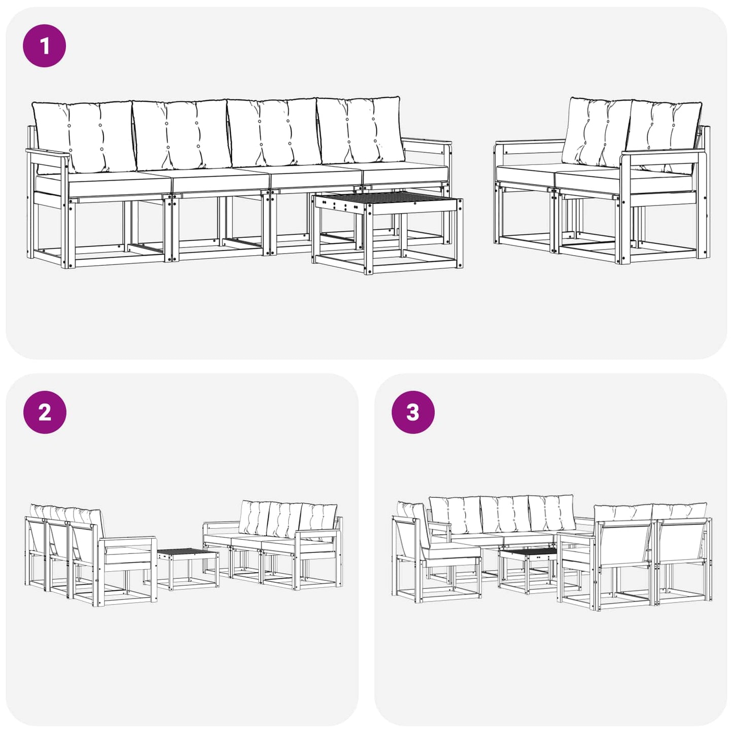 vidaXL Σειρά Καναπέ Εξωτερικού με μαξιλάρι 7 pcs Φυσικό και Κρέμα