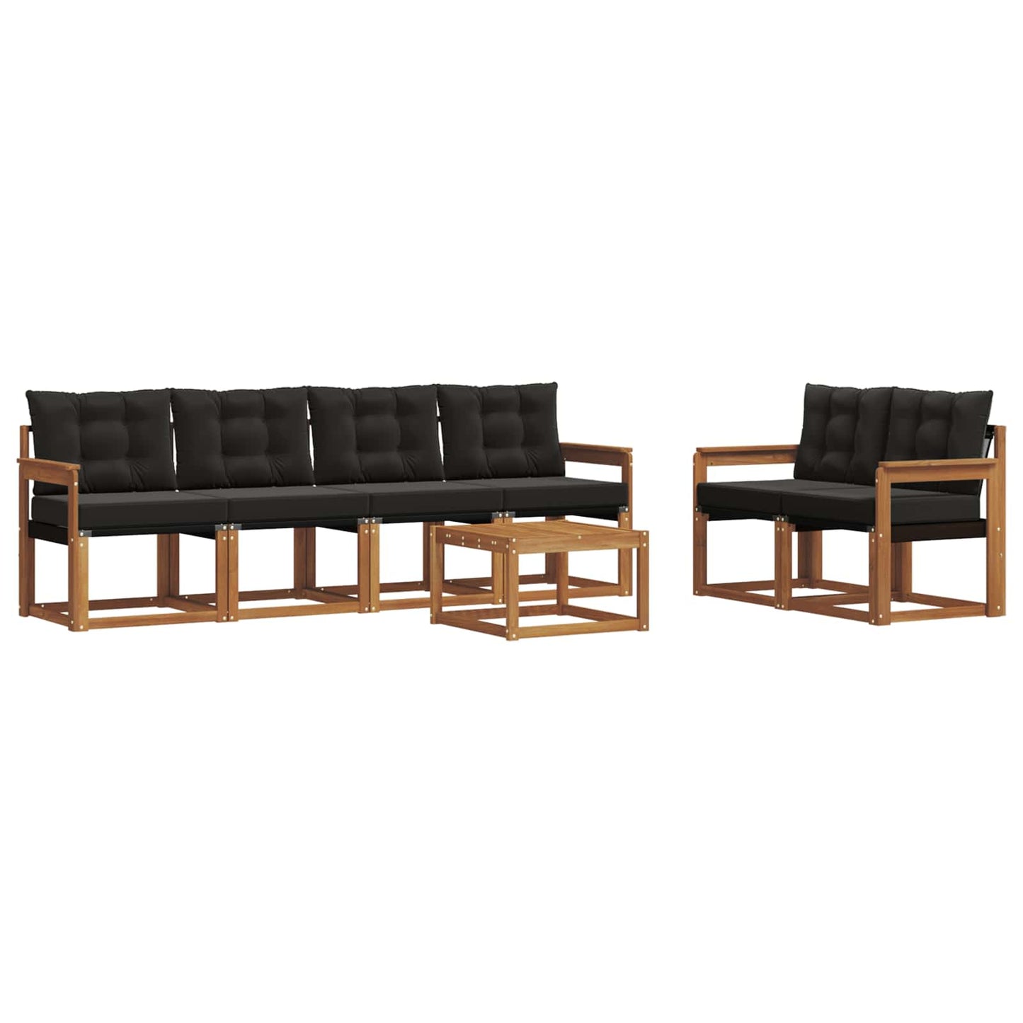 vidaXL Σειρά Καναπέ Εξωτερικού με μαξιλάρι 7 pcs Φυσικό και Μαύρο