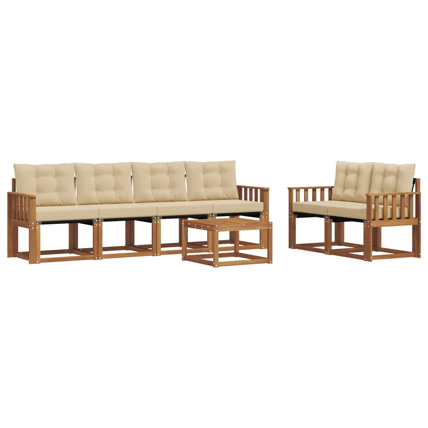 vidaXL Σειρά Καναπέ Εξωτερικού με μαξιλάρι 7 pcs Φυσικό και Μπεζ