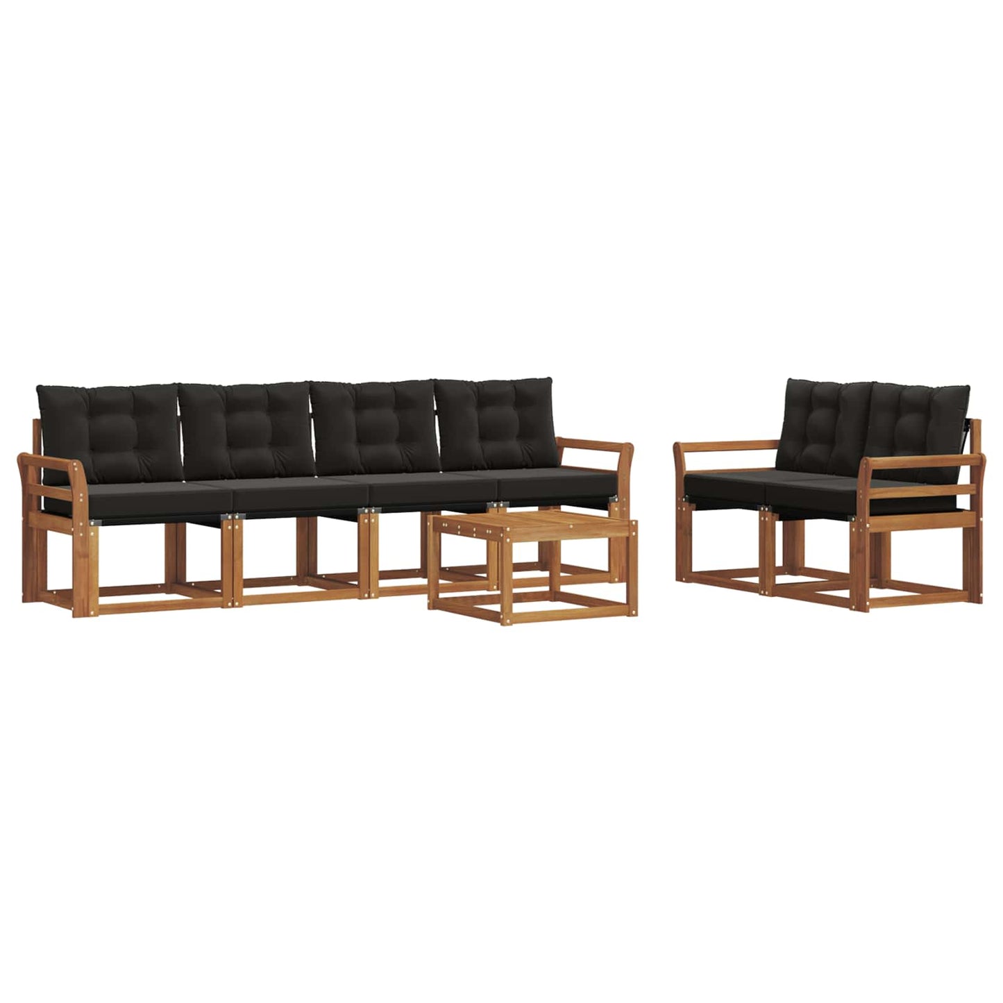 vidaXL Σειρά Καναπέ Εξωτερικού με μαξιλάρι 7 pcs Φυσικό και Μαύρο