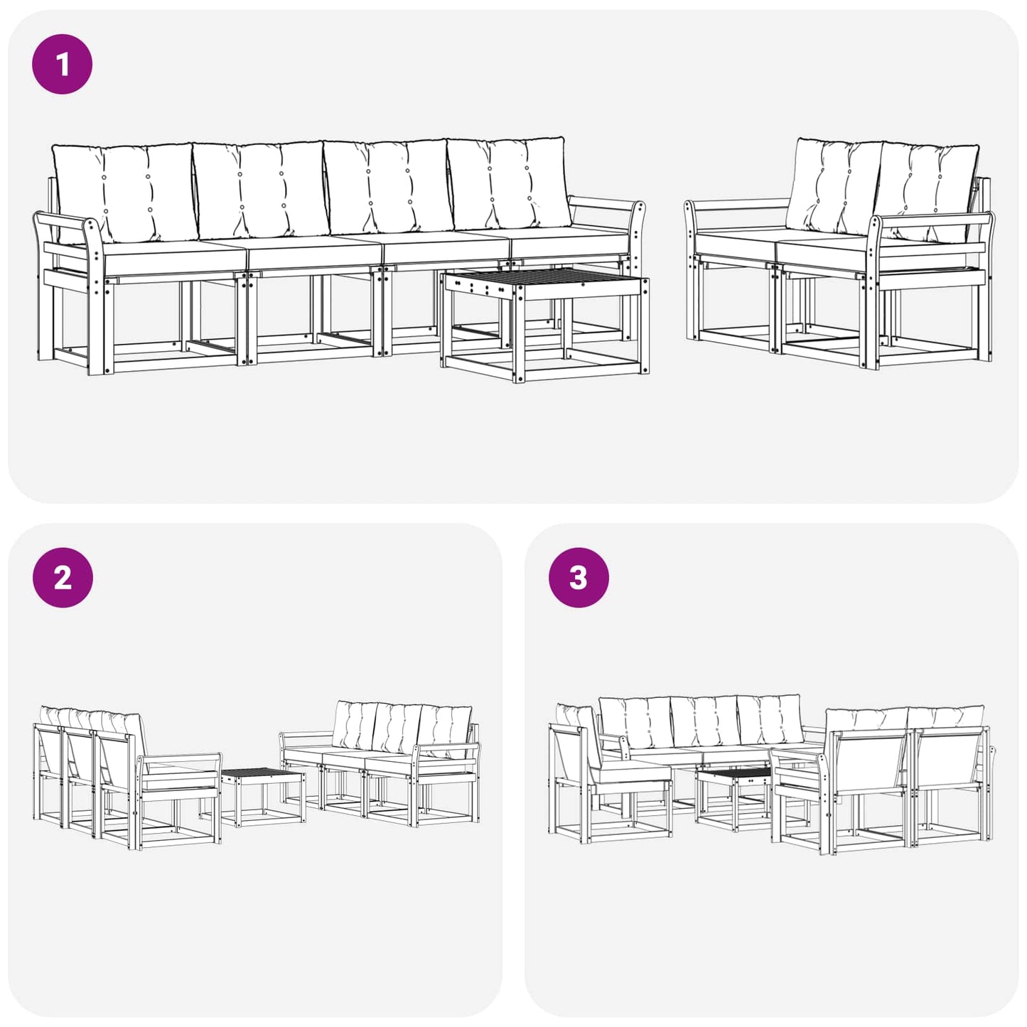 vidaXL Σειρά Καναπέ Εξωτερικού με μαξιλάρι 7 pcs Φυσικό και Μπεζ