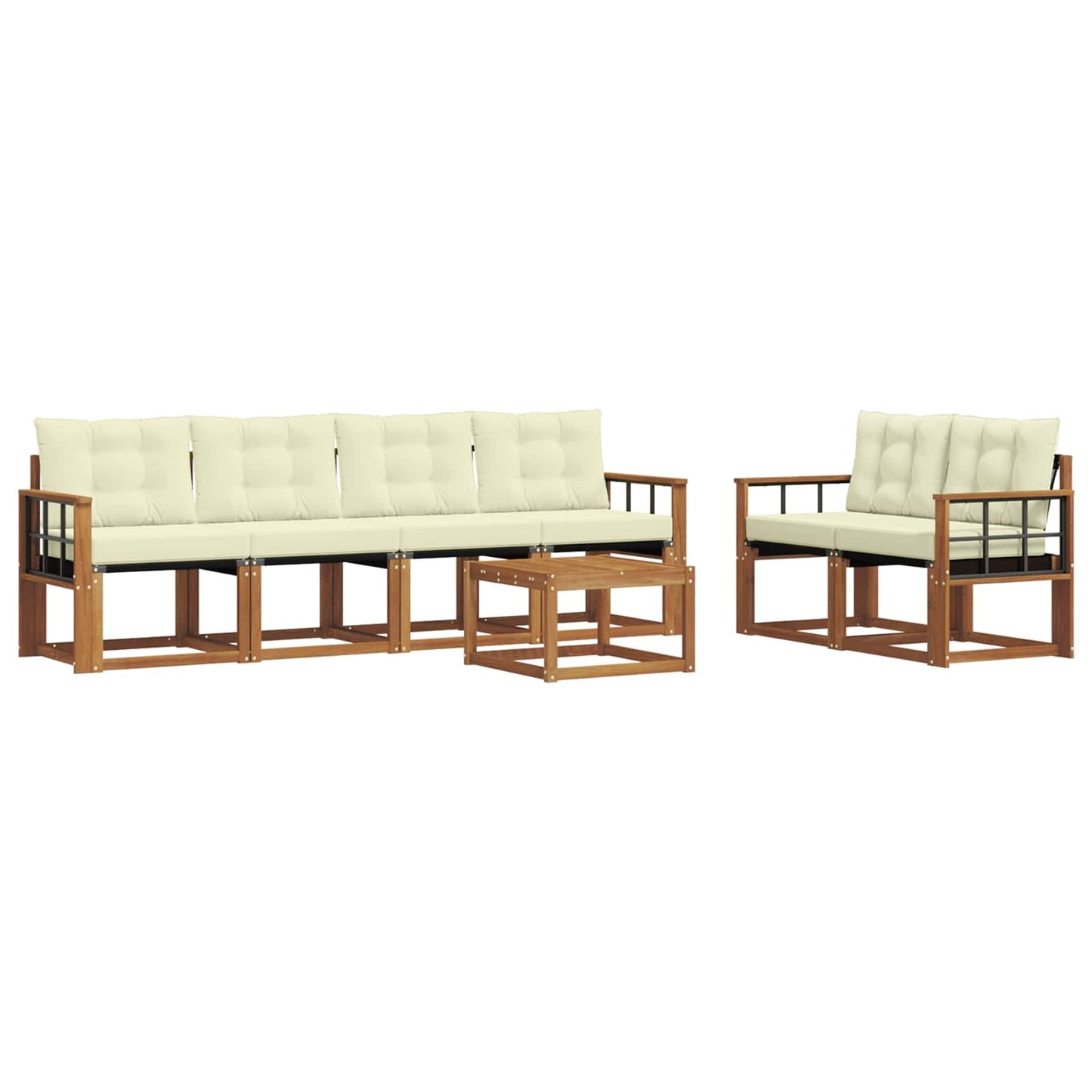 vidaXL Σειρά Καναπέ Εξωτερικού με μαξιλάρι 7 pcs Φυσικό και Κρέμα