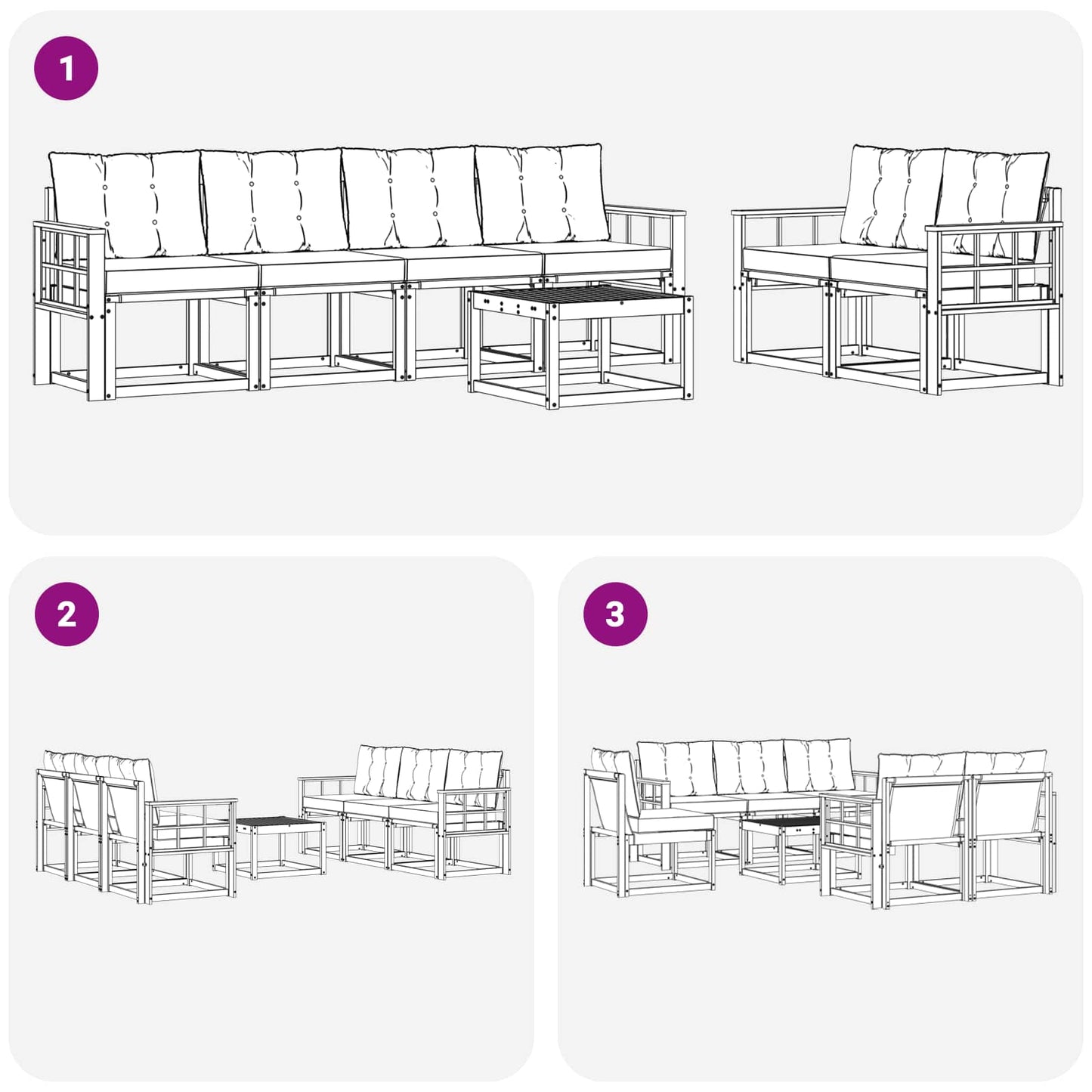 vidaXL Σειρά Καναπέ Εξωτερικού με μαξιλάρι 7 pcs Φυσικό και Κρέμα