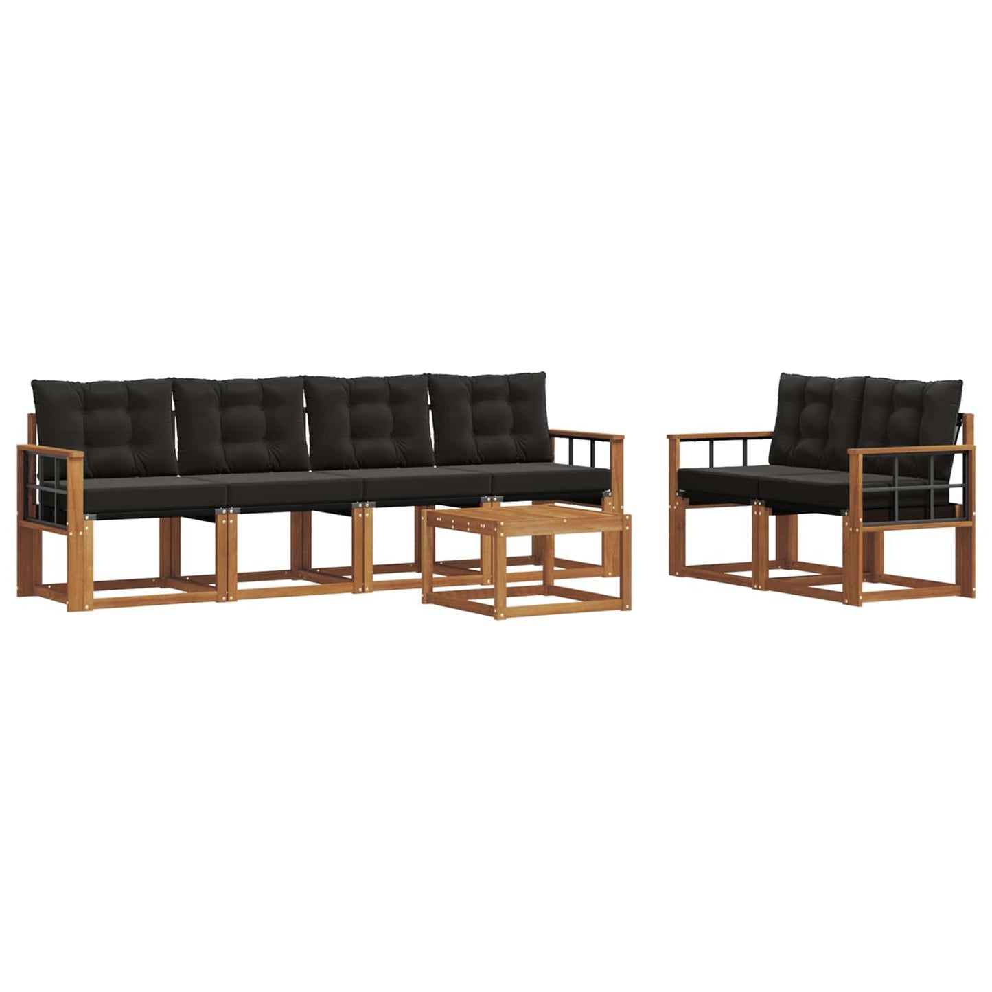 vidaXL Σειρά Καναπέ Εξωτερικού με μαξιλάρι 7 pcs Φυσικό και Μαύρο