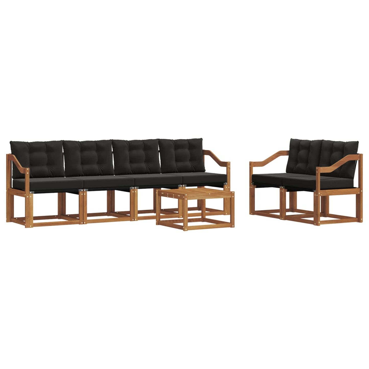 vidaXL Σειρά Καναπέ Εξωτερικού με μαξιλάρι 7 pcs Φυσικό και Μαύρο