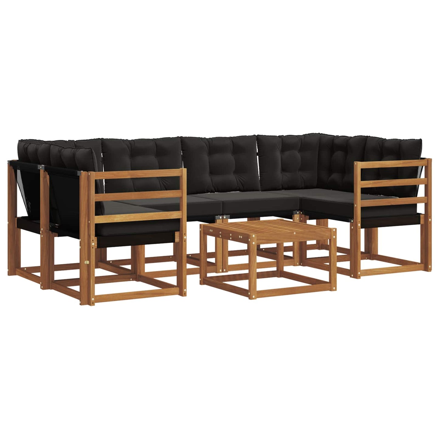 vidaXL Σειρά Καναπέ Εξωτερικού με μαξιλάρι 7 pcs Φυσικό και Μαύρο