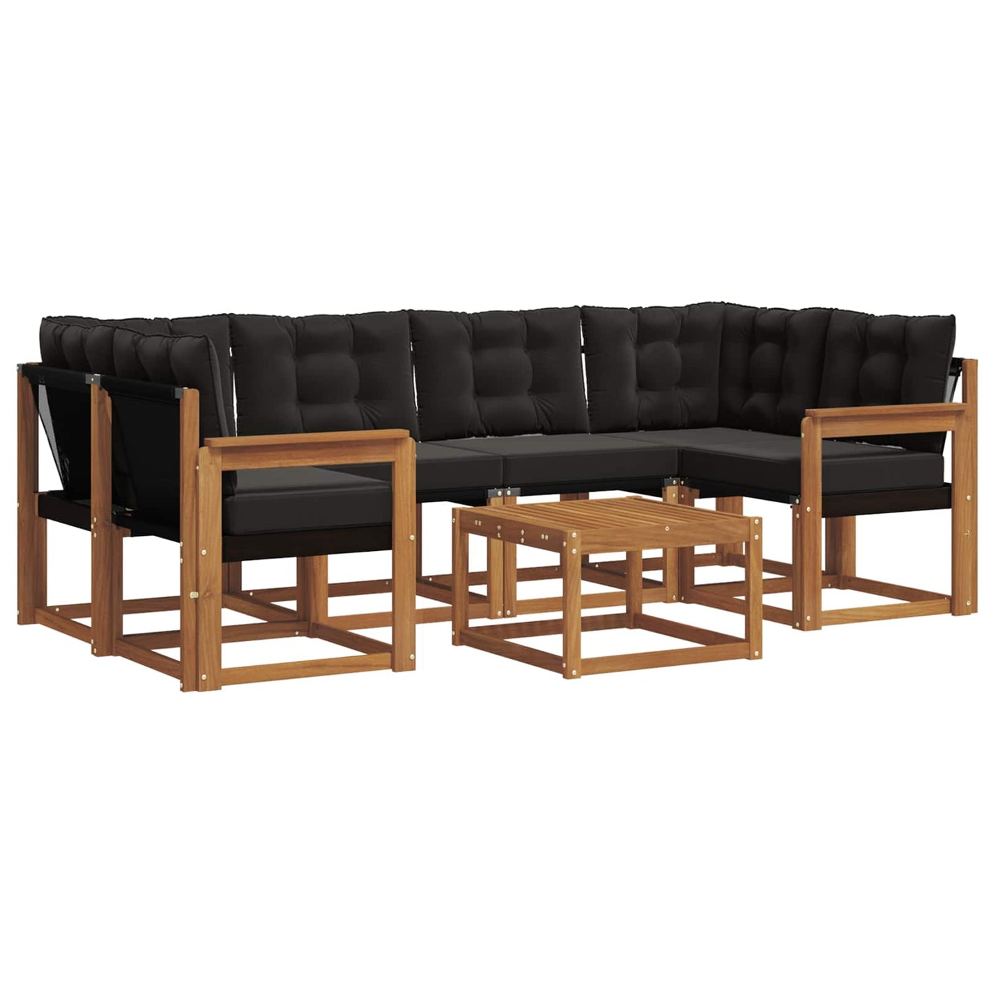 vidaXL Σειρά Καναπέ Εξωτερικού με μαξιλάρι 7 pcs Φυσικό και Μαύρο