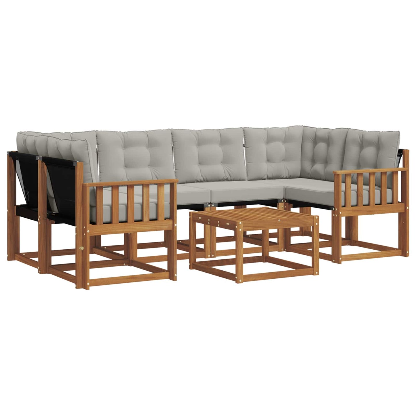 vidaXL Σειρά Καναπέ Εξωτερικού 7 pcs Φυσικό και Ανοιχτό Γκρι