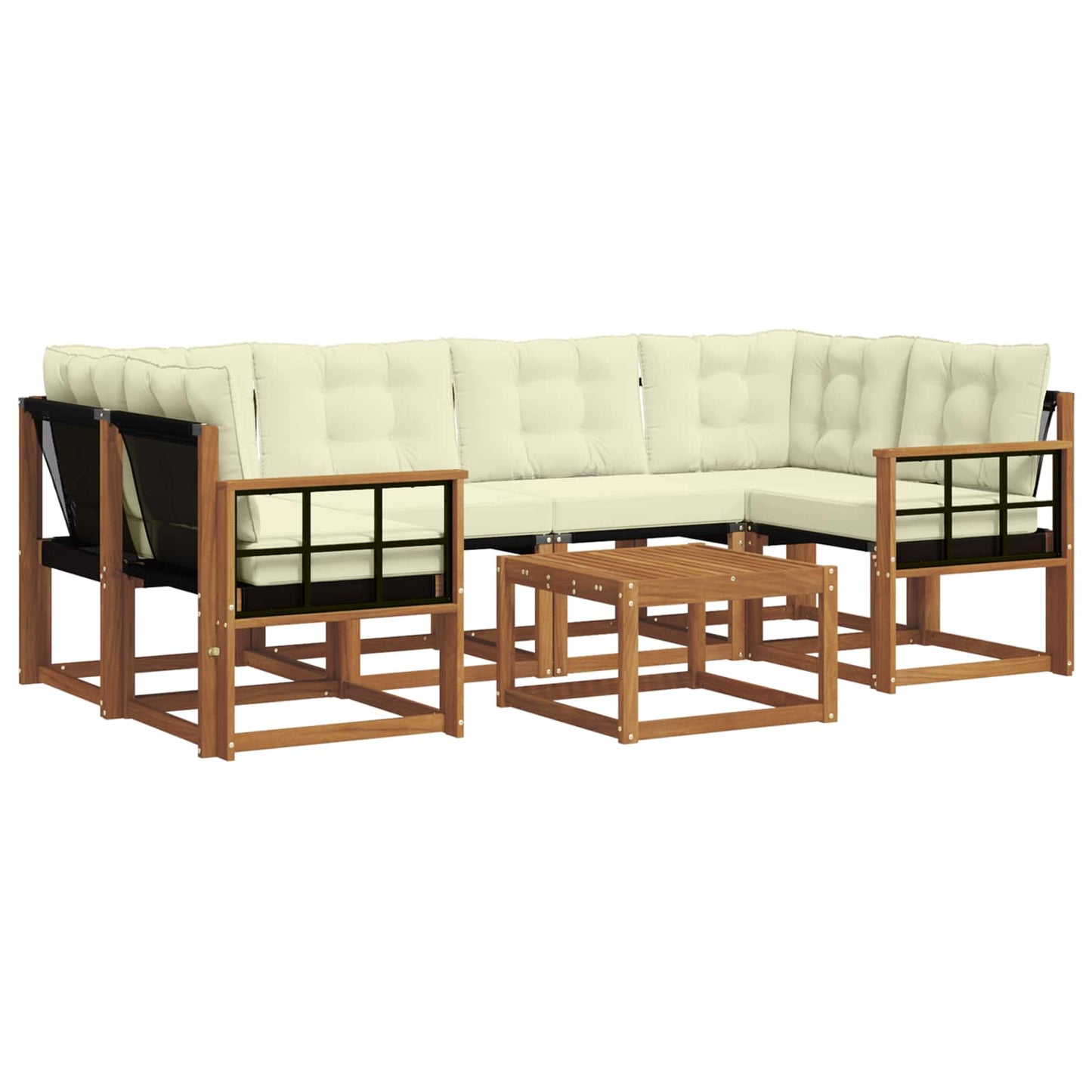 vidaXL Σειρά Καναπέ Εξωτερικού με μαξιλάρι 7 pcs Φυσικό και Κρέμα