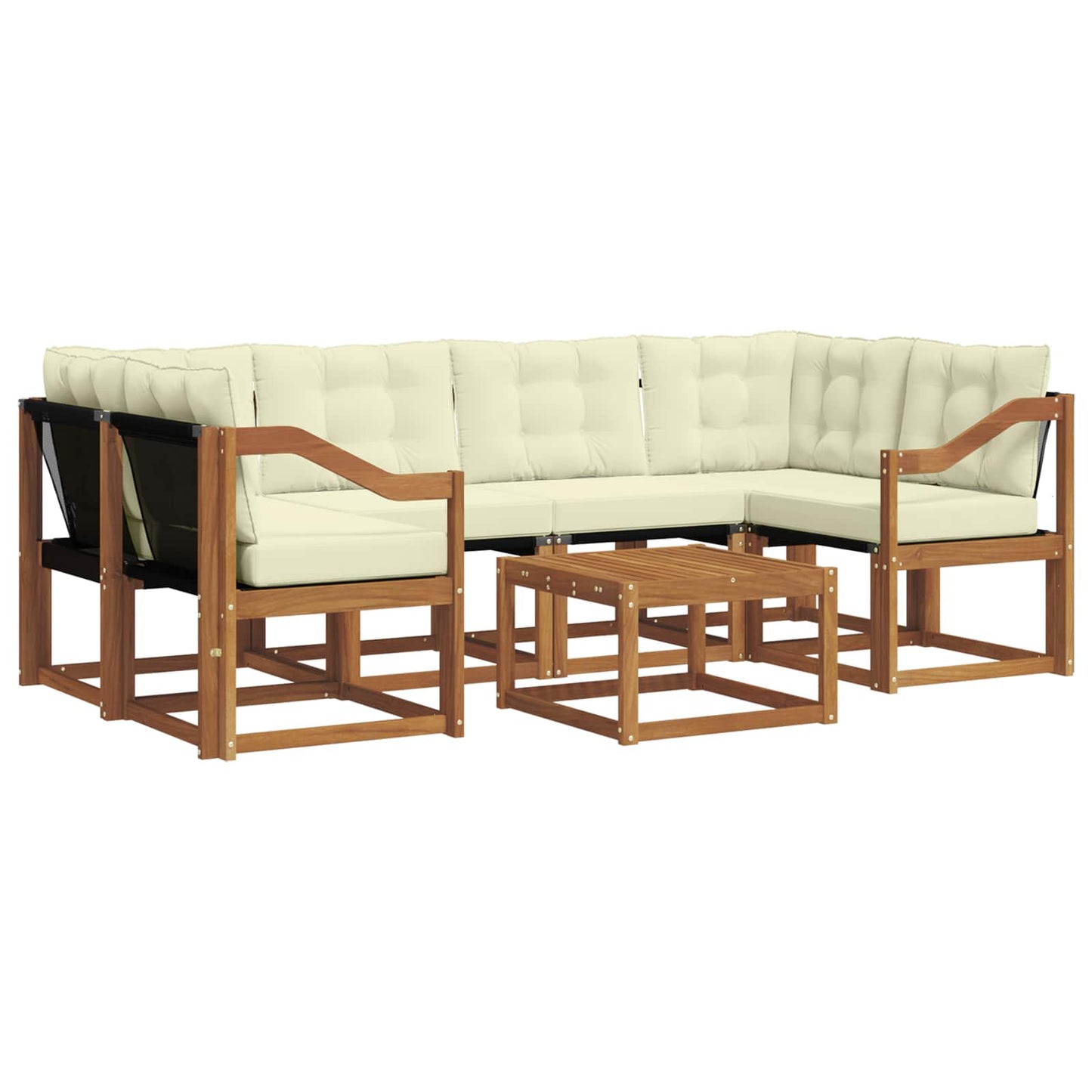 vidaXL Σειρά Καναπέ Εξωτερικού με μαξιλάρι 7 pcs Φυσικό και Κρέμα