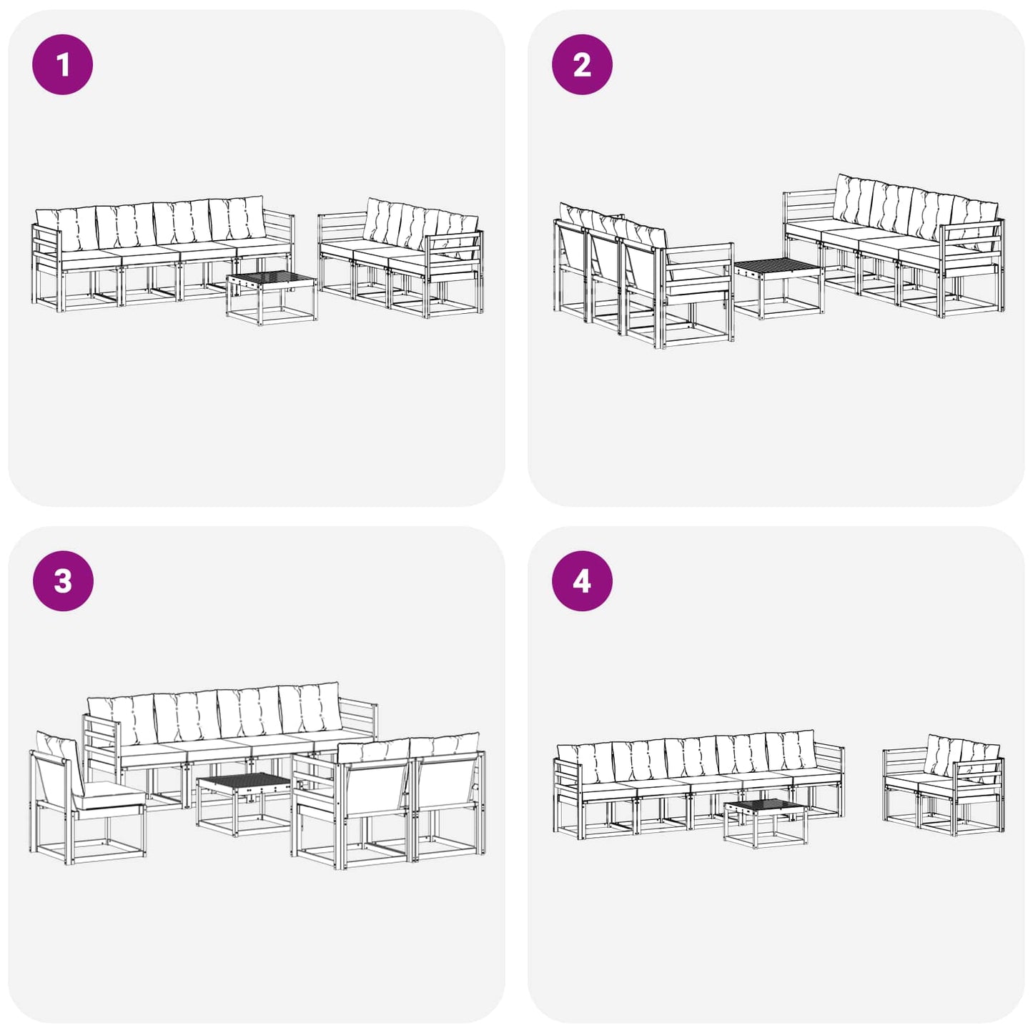 vidaXL Σειρά Καναπέ Εξωτερικού με μαξιλάρι 8 pcs Φυσικό και Μαύρο
