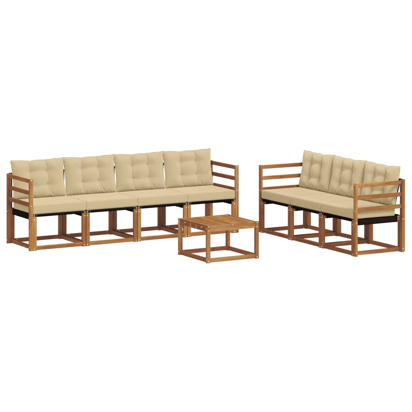 vidaXL Σειρά Καναπέ Εξωτερικού με μαξιλάρι 8 pcs Φυσικό και Μπεζ