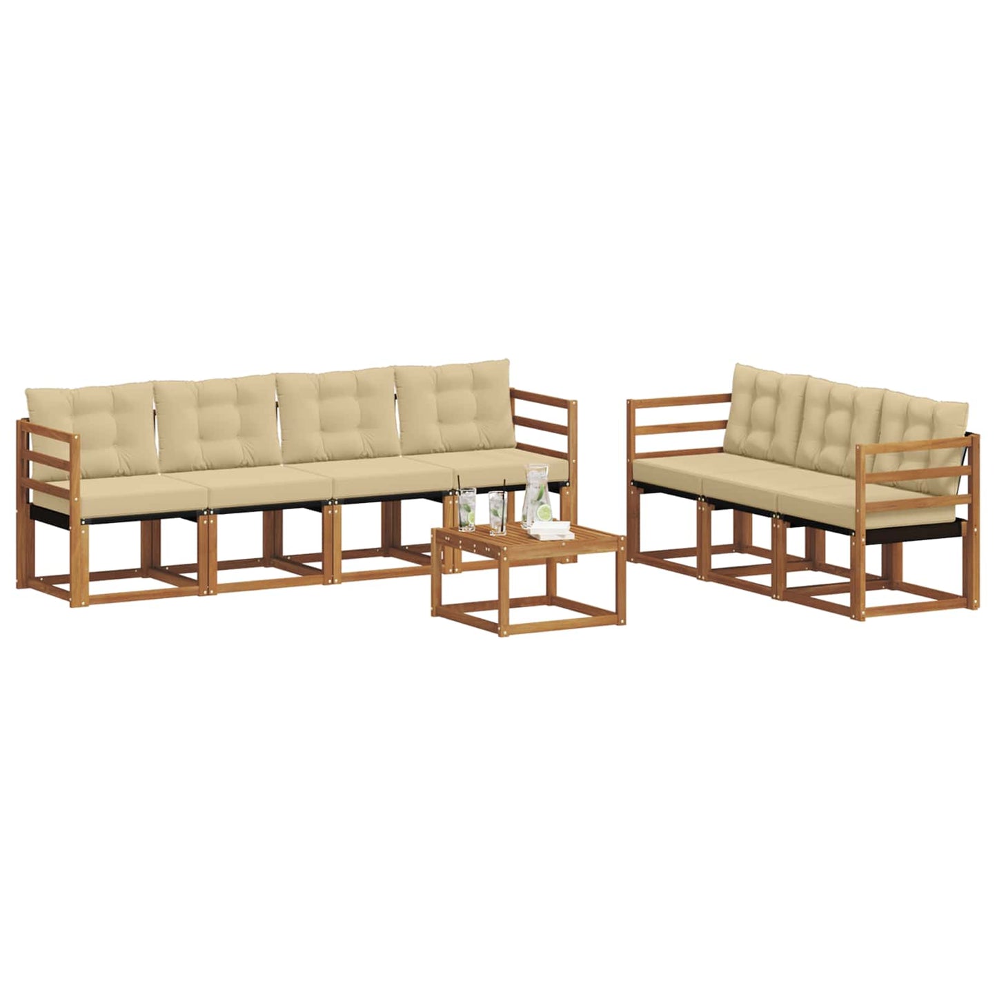 vidaXL Σειρά Καναπέ Εξωτερικού με μαξιλάρι 8 pcs Φυσικό και Μπεζ