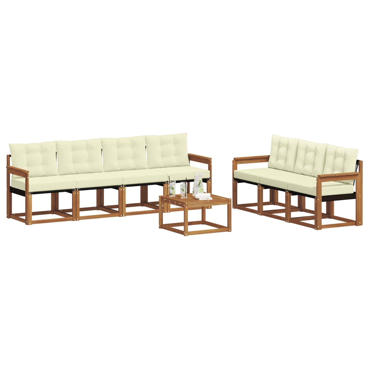 vidaXL Σειρά Καναπέ Εξωτερικού με μαξιλάρι 8 pcs Φυσικό και Κρέμα