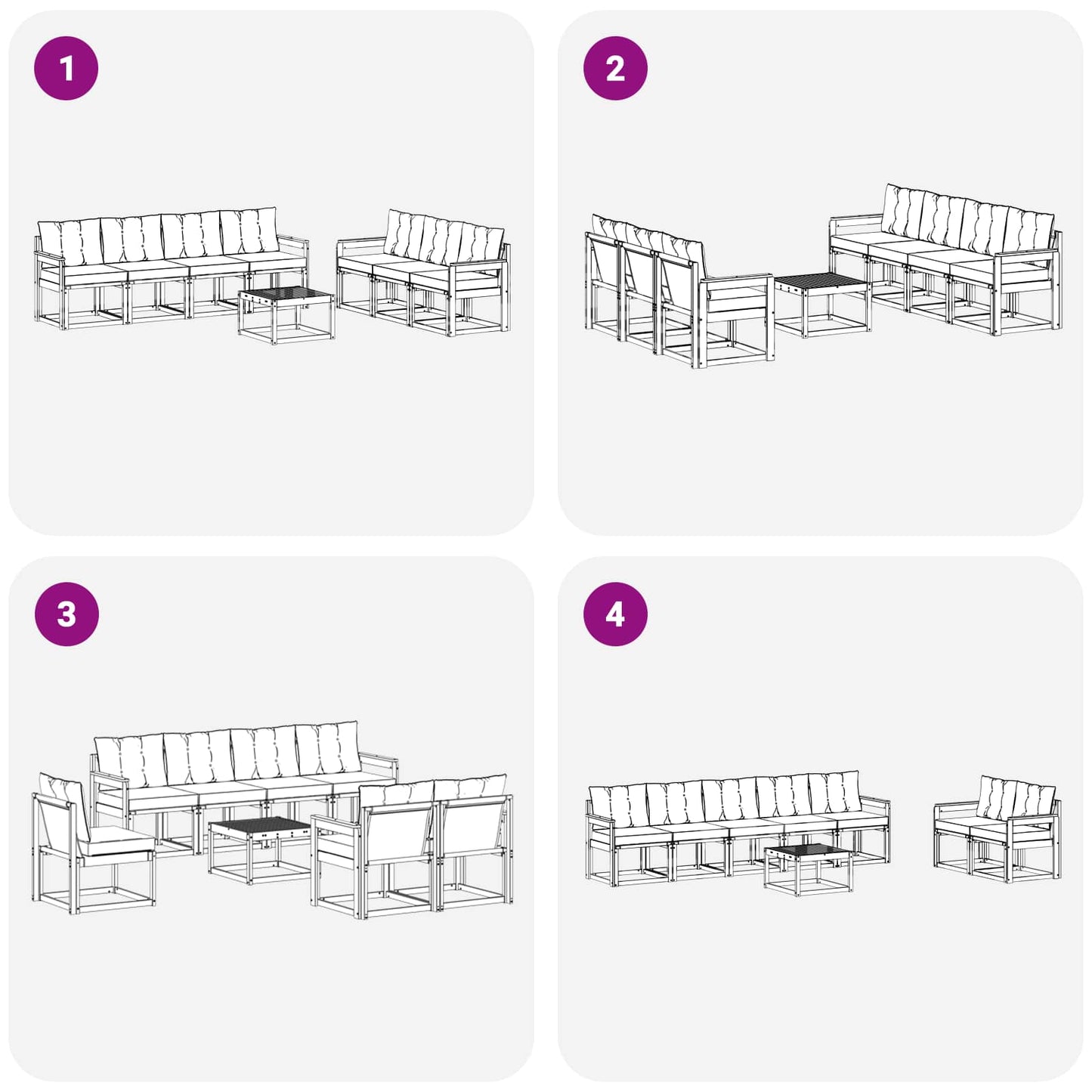 vidaXL Σειρά Καναπέ Εξωτερικού με μαξιλάρι 8 pcs Φυσικό και Κρέμα