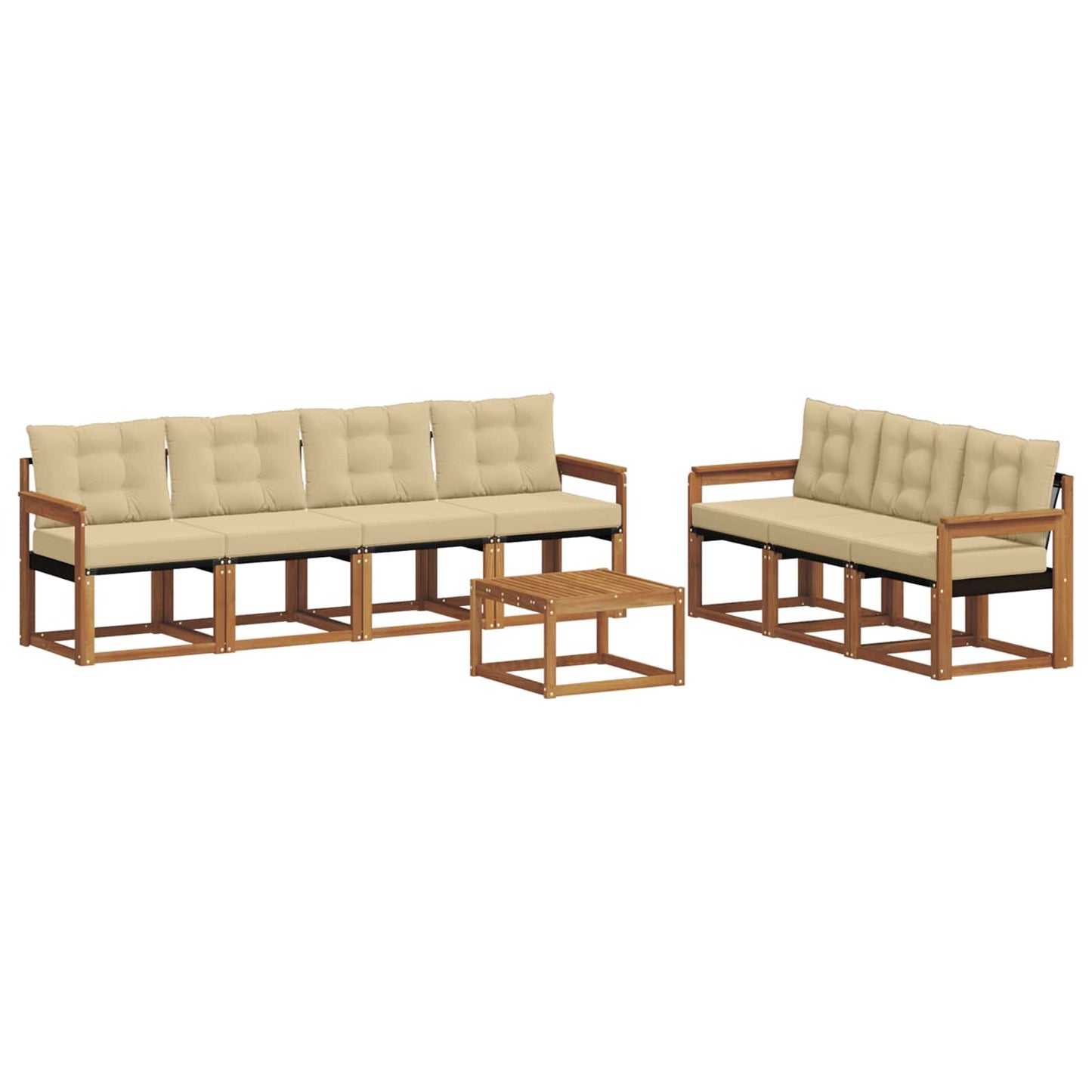 vidaXL Σειρά Καναπέ Εξωτερικού με μαξιλάρι 8 pcs Φυσικό και Μπεζ
