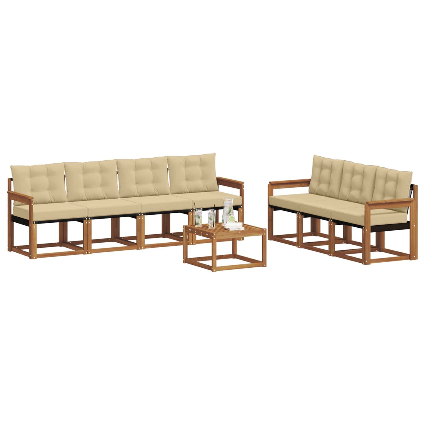 vidaXL Σειρά Καναπέ Εξωτερικού με μαξιλάρι 8 pcs Φυσικό και Μπεζ