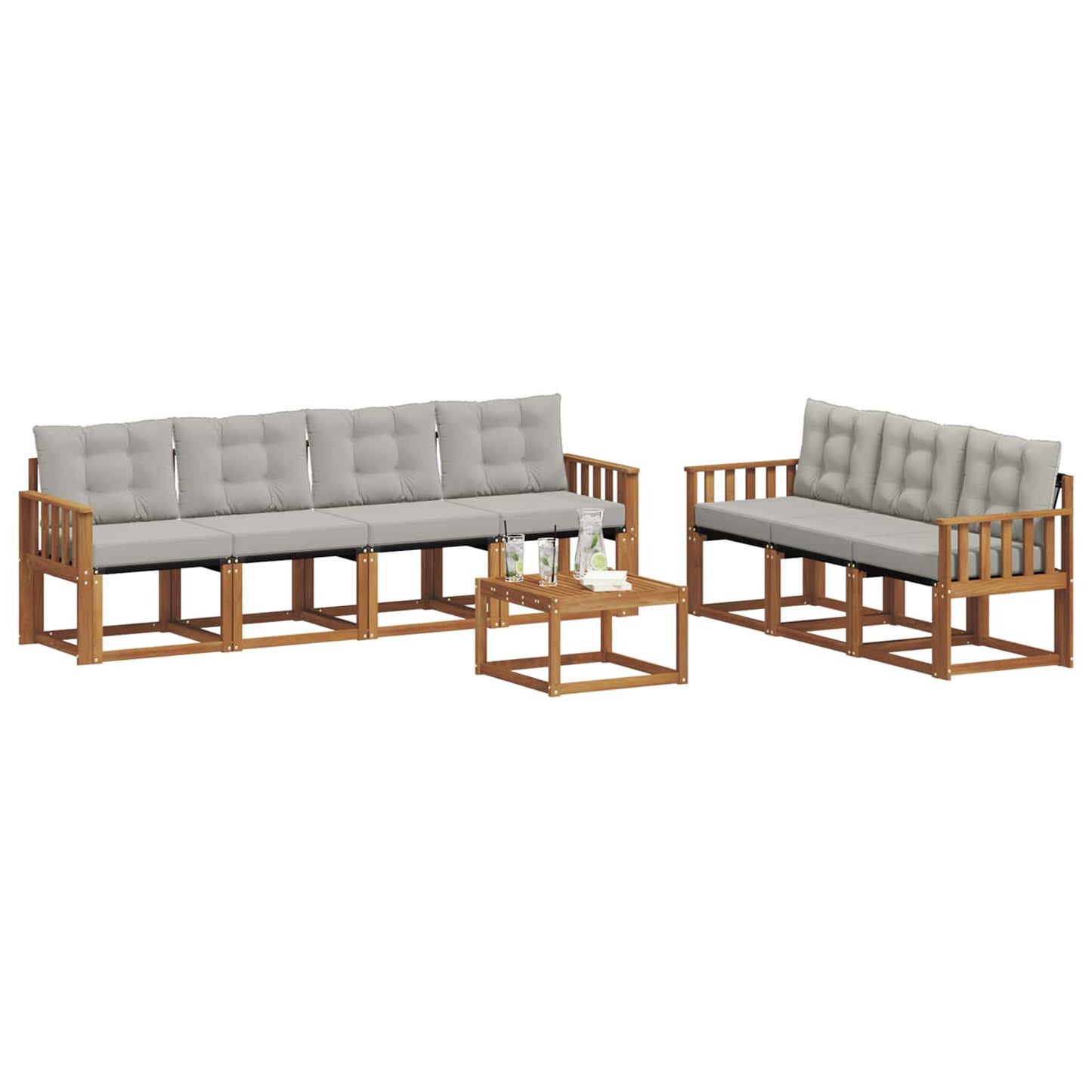 vidaXL Σειρά Καναπέ Εξωτερικού 8 pcs Φυσικό και Ανοιχτό Γκρι