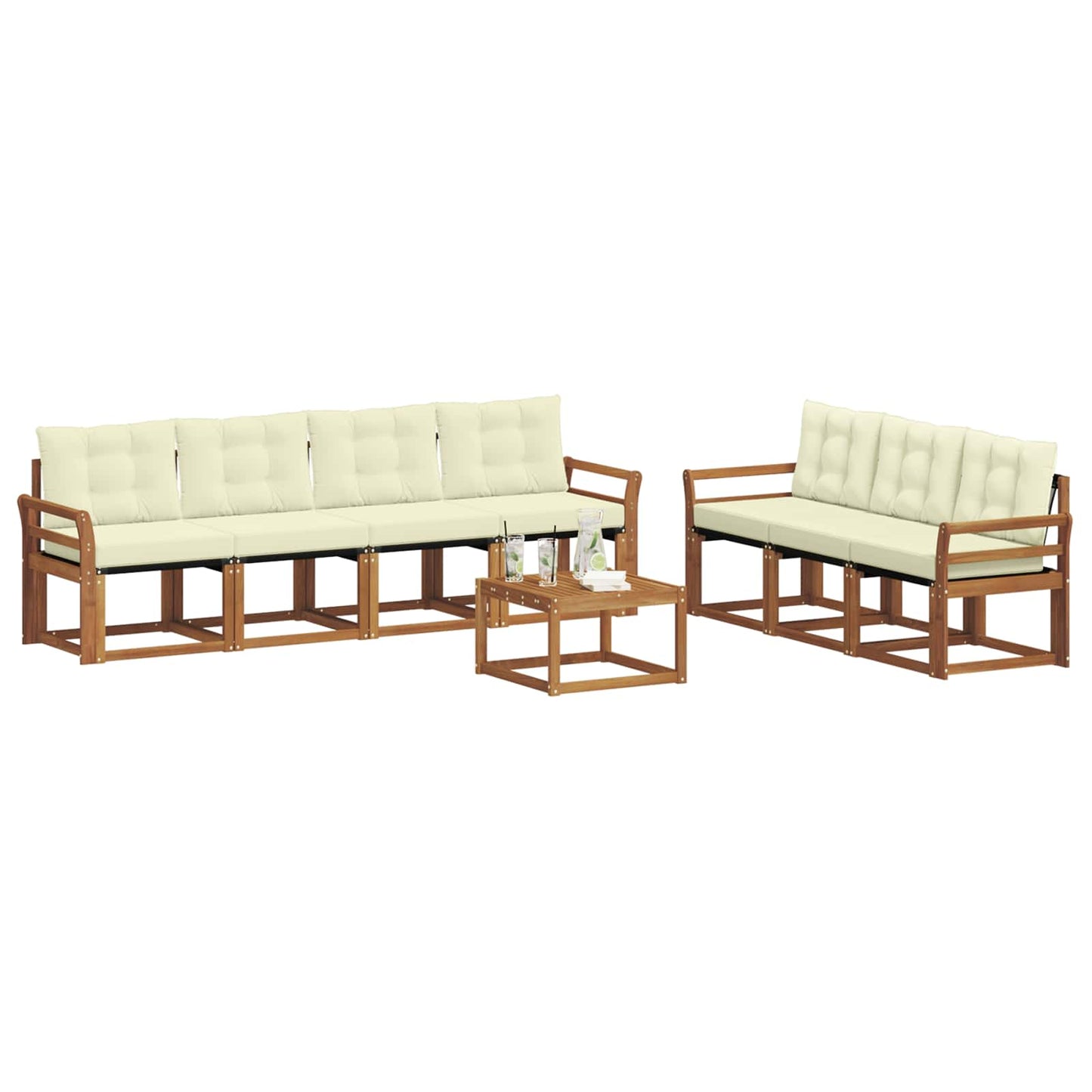 vidaXL Σειρά Καναπέ Εξωτερικού με μαξιλάρι 8 pcs Φυσικό και Κρέμα