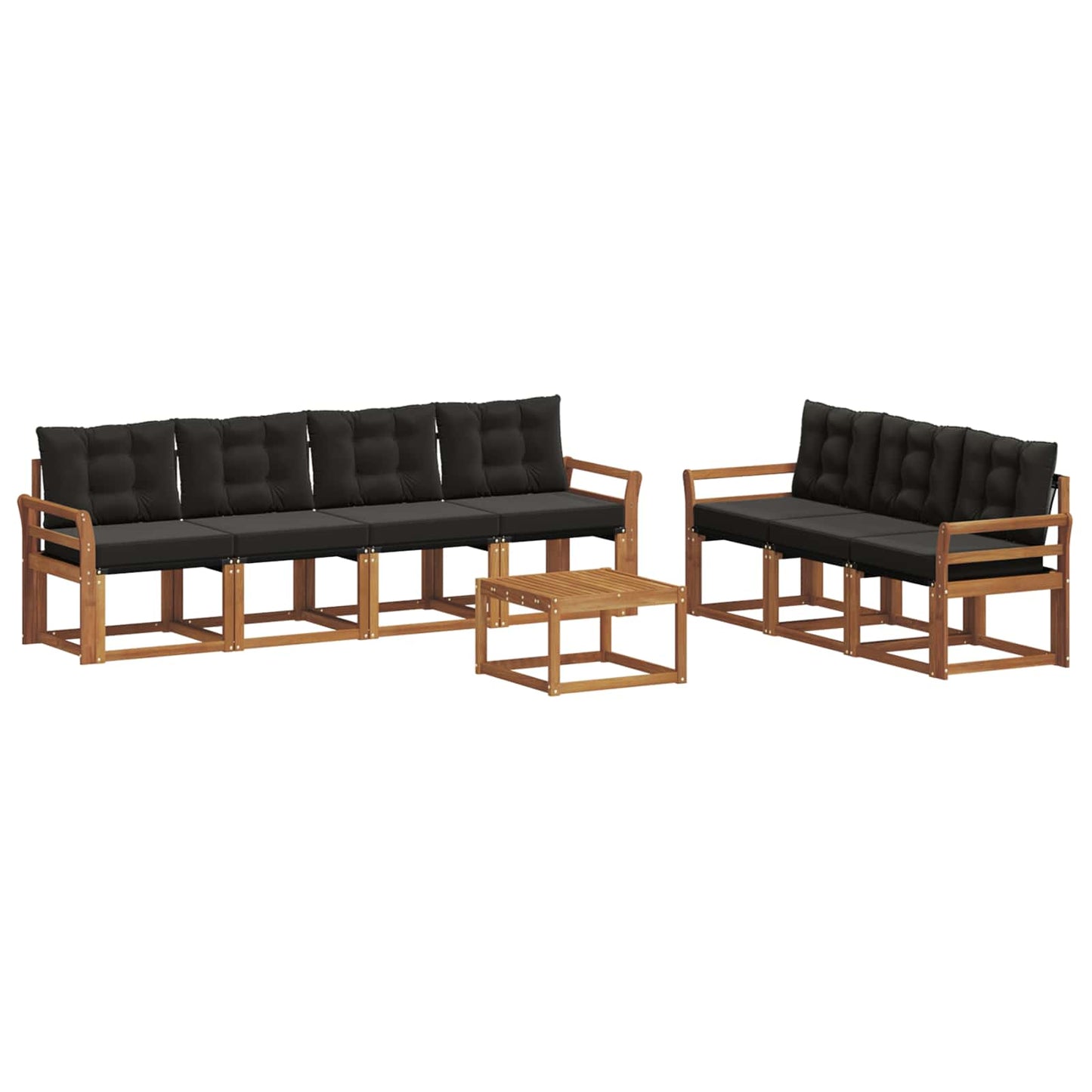 vidaXL Σειρά Καναπέ Εξωτερικού με μαξιλάρι 8 pcs Φυσικό και Μαύρο