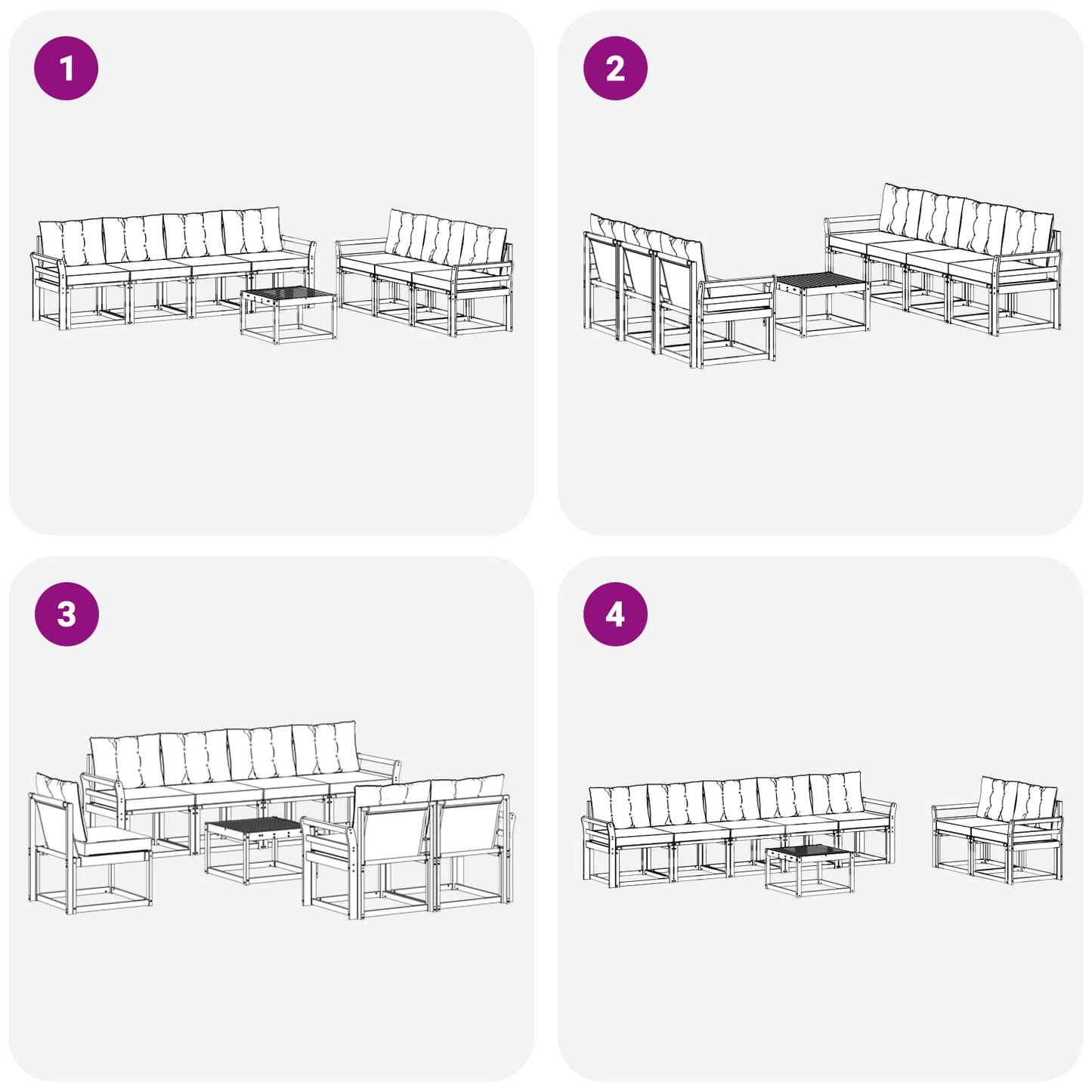 vidaXL Σειρά Καναπέ Εξωτερικού με μαξιλάρι 8 pcs Φυσικό και Μαύρο