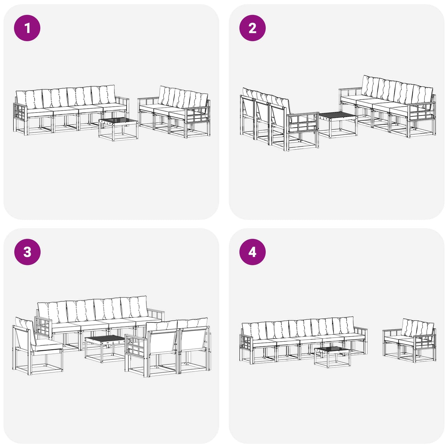 vidaXL Σειρά Καναπέ Εξωτερικού με μαξιλάρι 8 pcs Φυσικό και Μπεζ