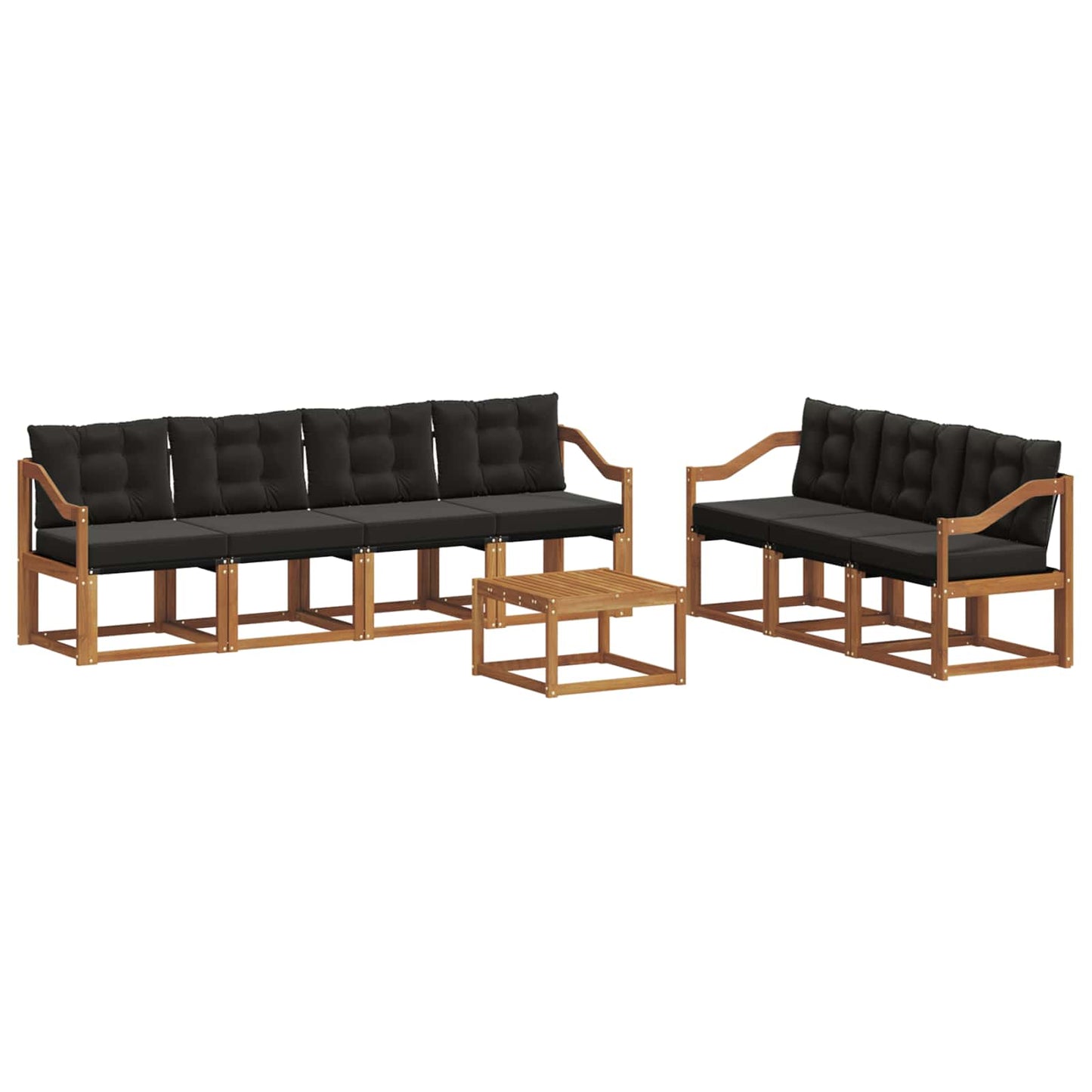 vidaXL Σειρά Καναπέ Εξωτερικού με μαξιλάρι 8 pcs Φυσικό και Μαύρο