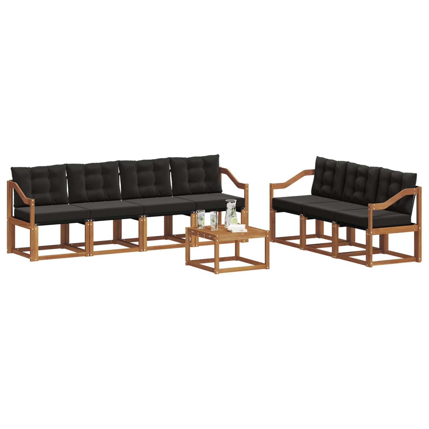 vidaXL Σειρά Καναπέ Εξωτερικού με μαξιλάρι 8 pcs Φυσικό και Μαύρο