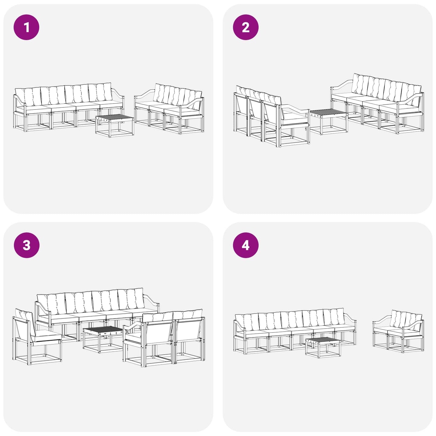 vidaXL Σειρά Καναπέ Εξωτερικού με μαξιλάρι 8 pcs Φυσικό και Μαύρο