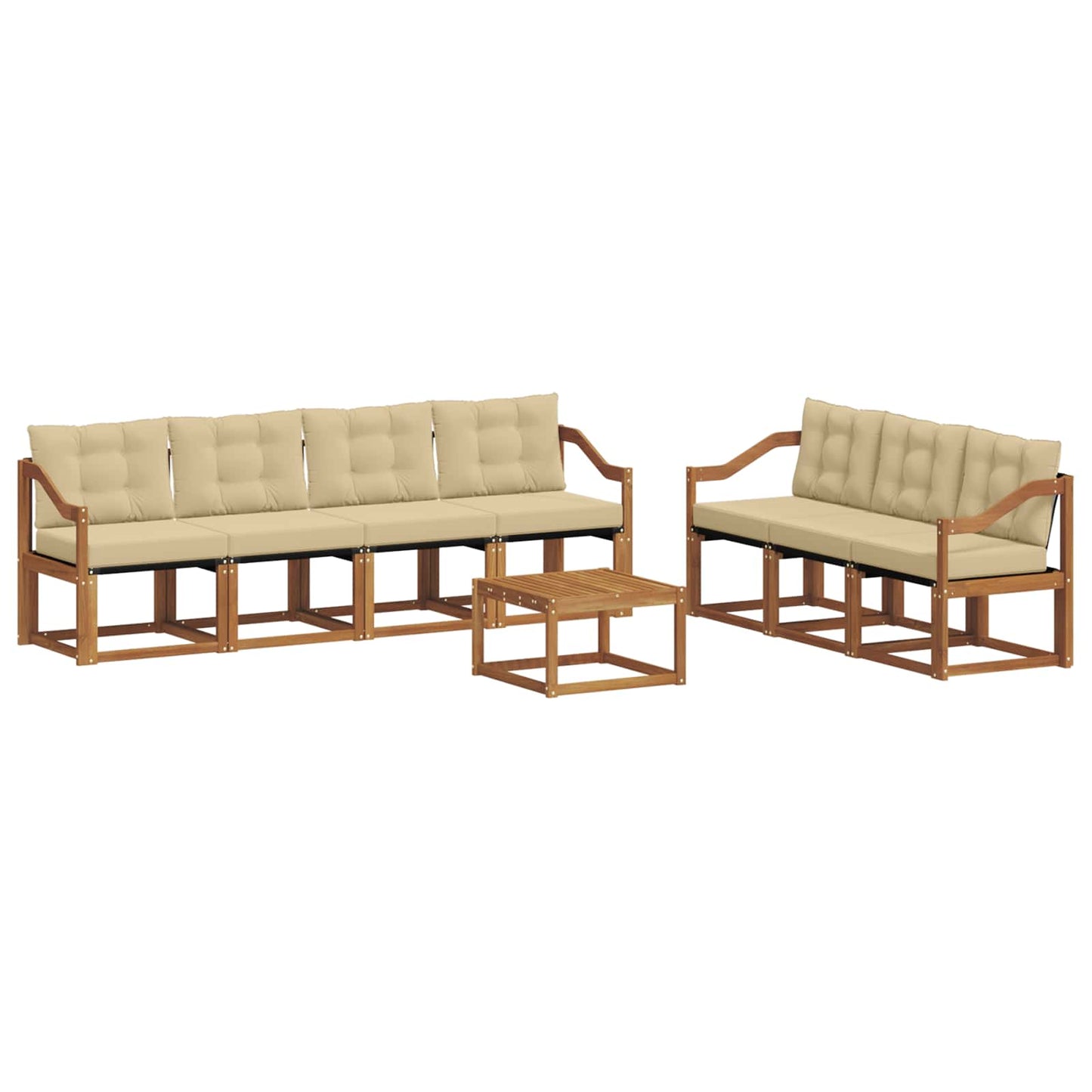 vidaXL Σειρά Καναπέ Εξωτερικού με μαξιλάρι 8 pcs Φυσικό και Μπεζ