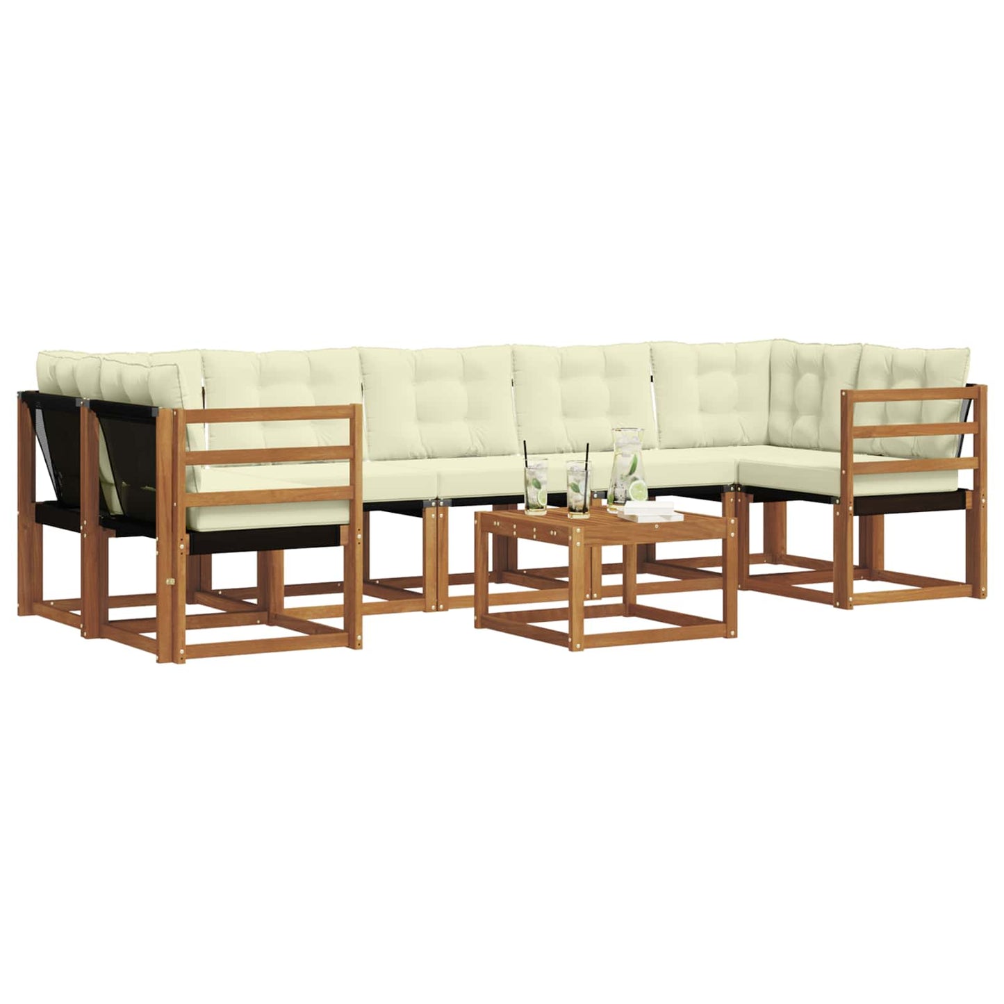 vidaXL Σειρά Καναπέ Εξωτερικού με μαξιλάρι 8 pcs Φυσικό και Κρέμα