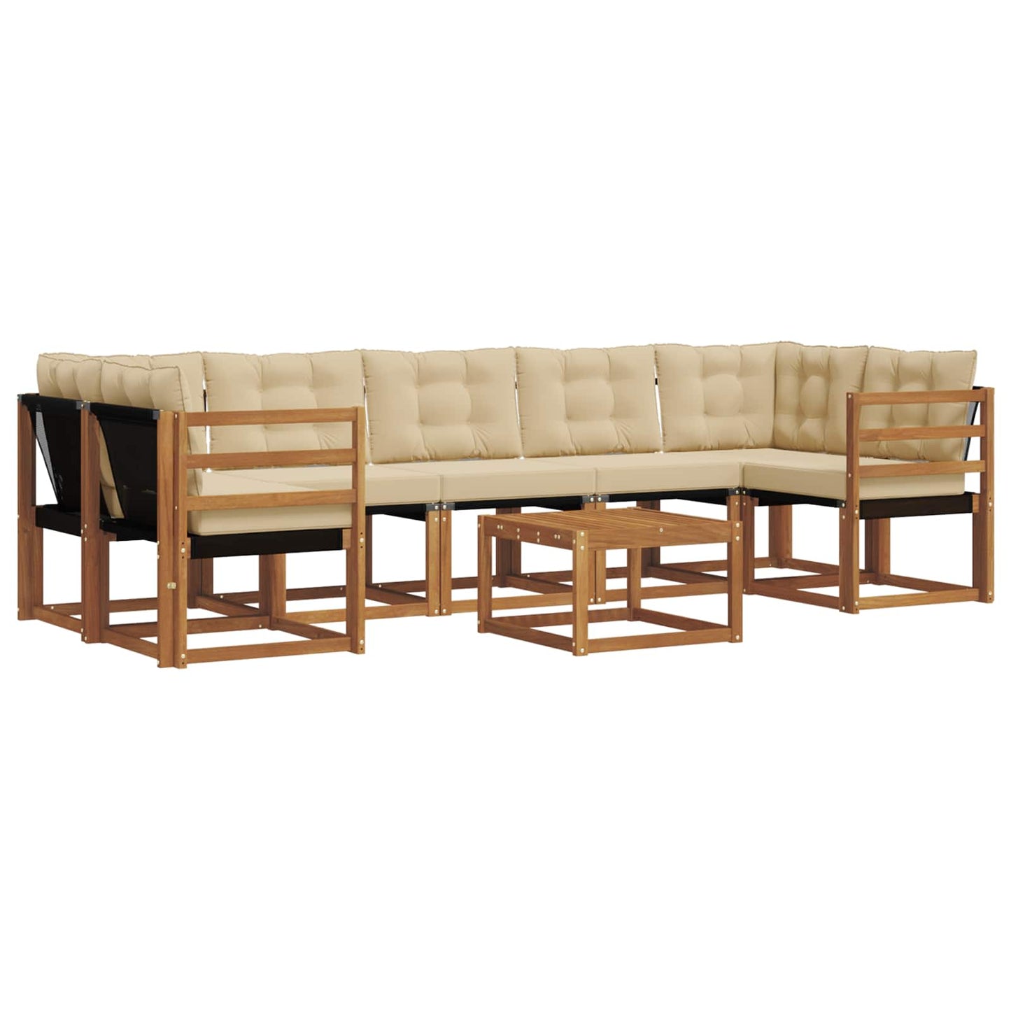 vidaXL Σειρά Καναπέ Εξωτερικού με μαξιλάρι 8 pcs Φυσικό και Μπεζ