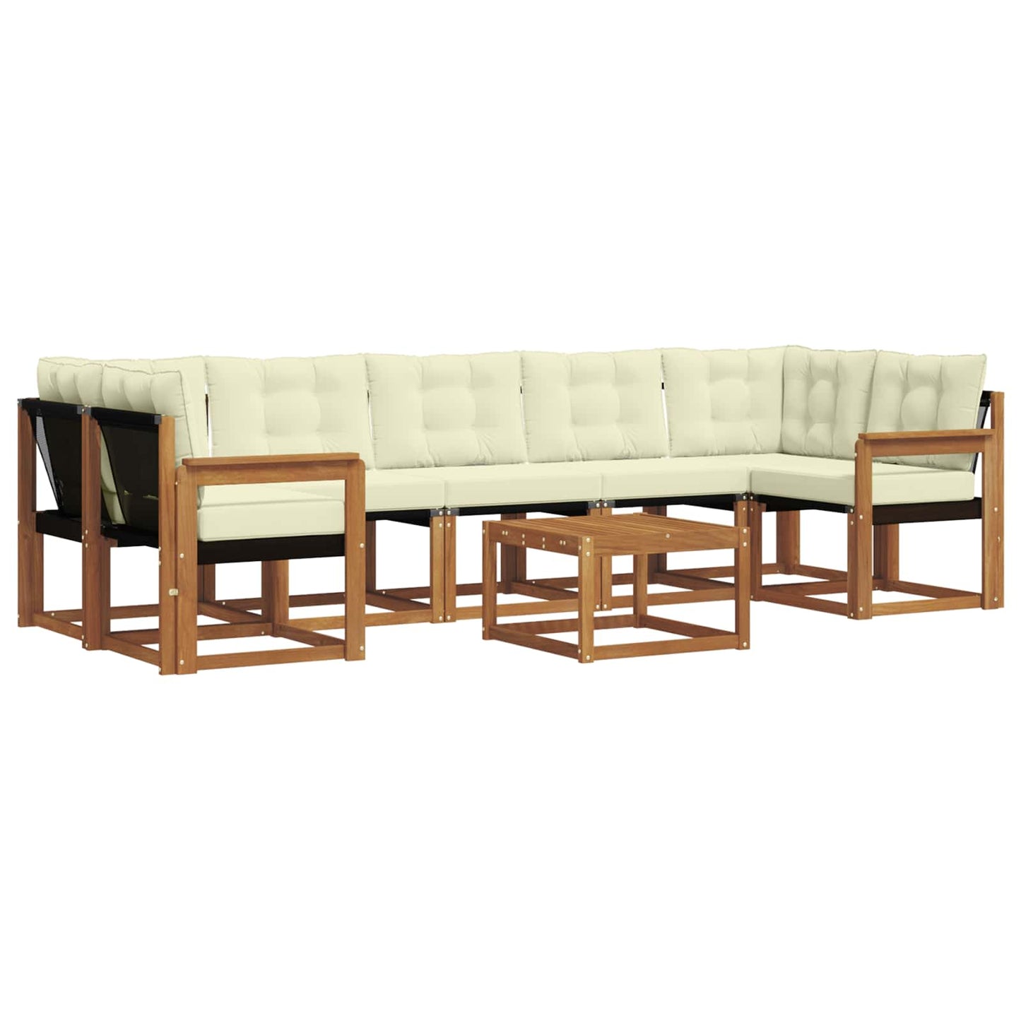 vidaXL Σειρά Καναπέ Εξωτερικού με μαξιλάρι 8 pcs Φυσικό και Κρέμα