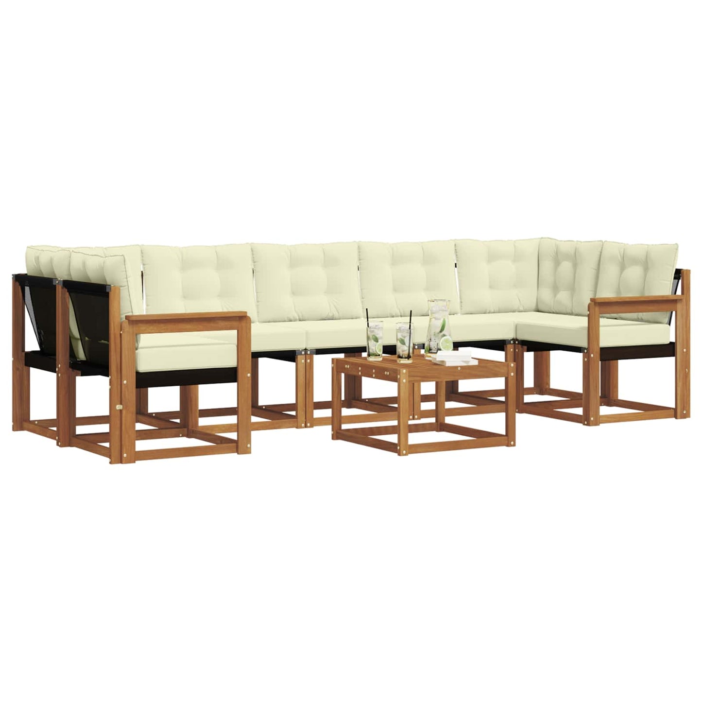 vidaXL Σειρά Καναπέ Εξωτερικού με μαξιλάρι 8 pcs Φυσικό και Κρέμα