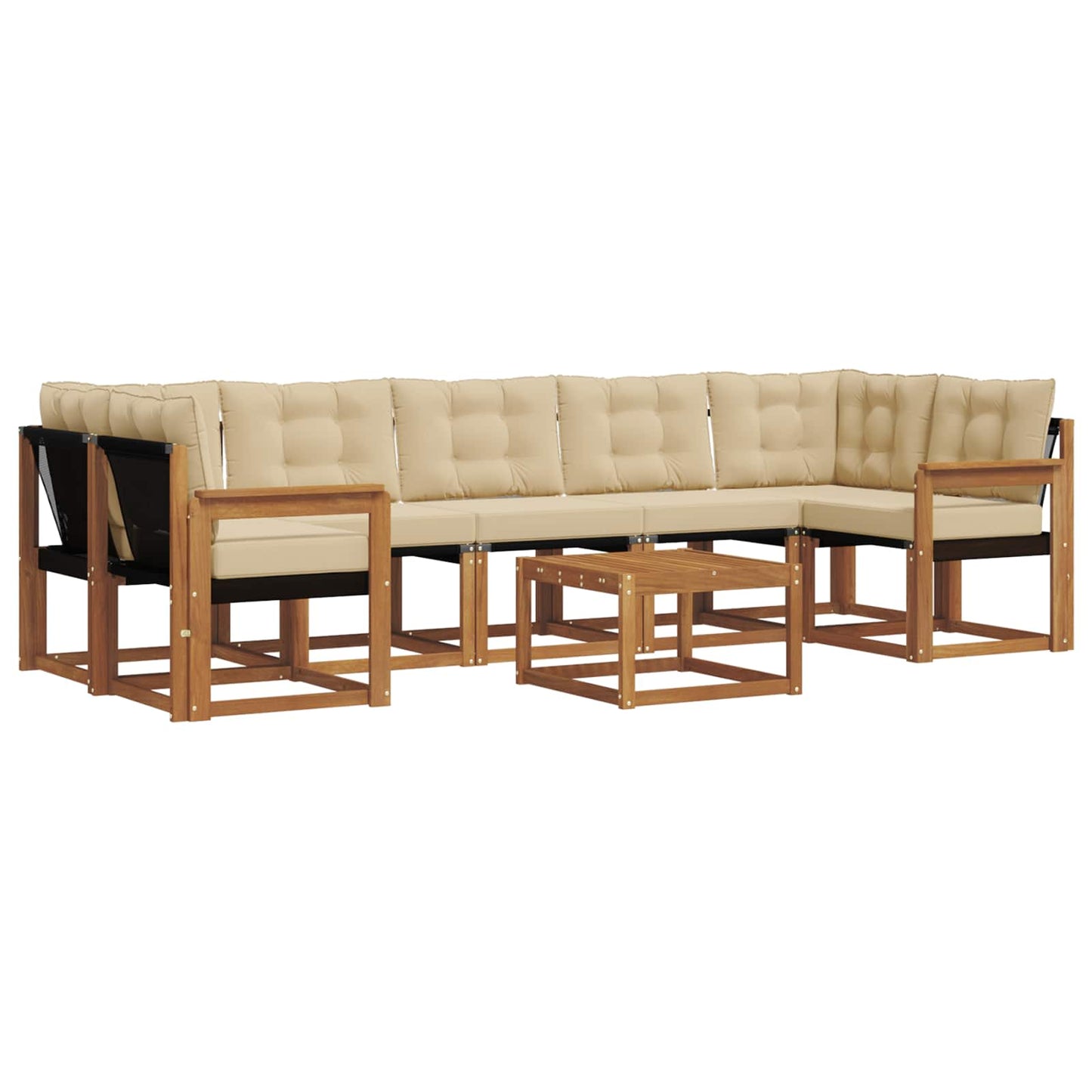 vidaXL Σειρά Καναπέ Εξωτερικού με μαξιλάρι 8 pcs Φυσικό και Μπεζ