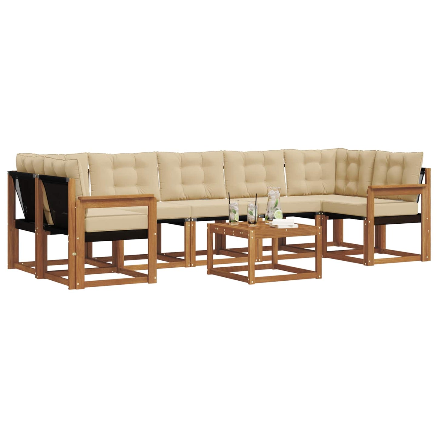 vidaXL Σειρά Καναπέ Εξωτερικού με μαξιλάρι 8 pcs Φυσικό και Μπεζ