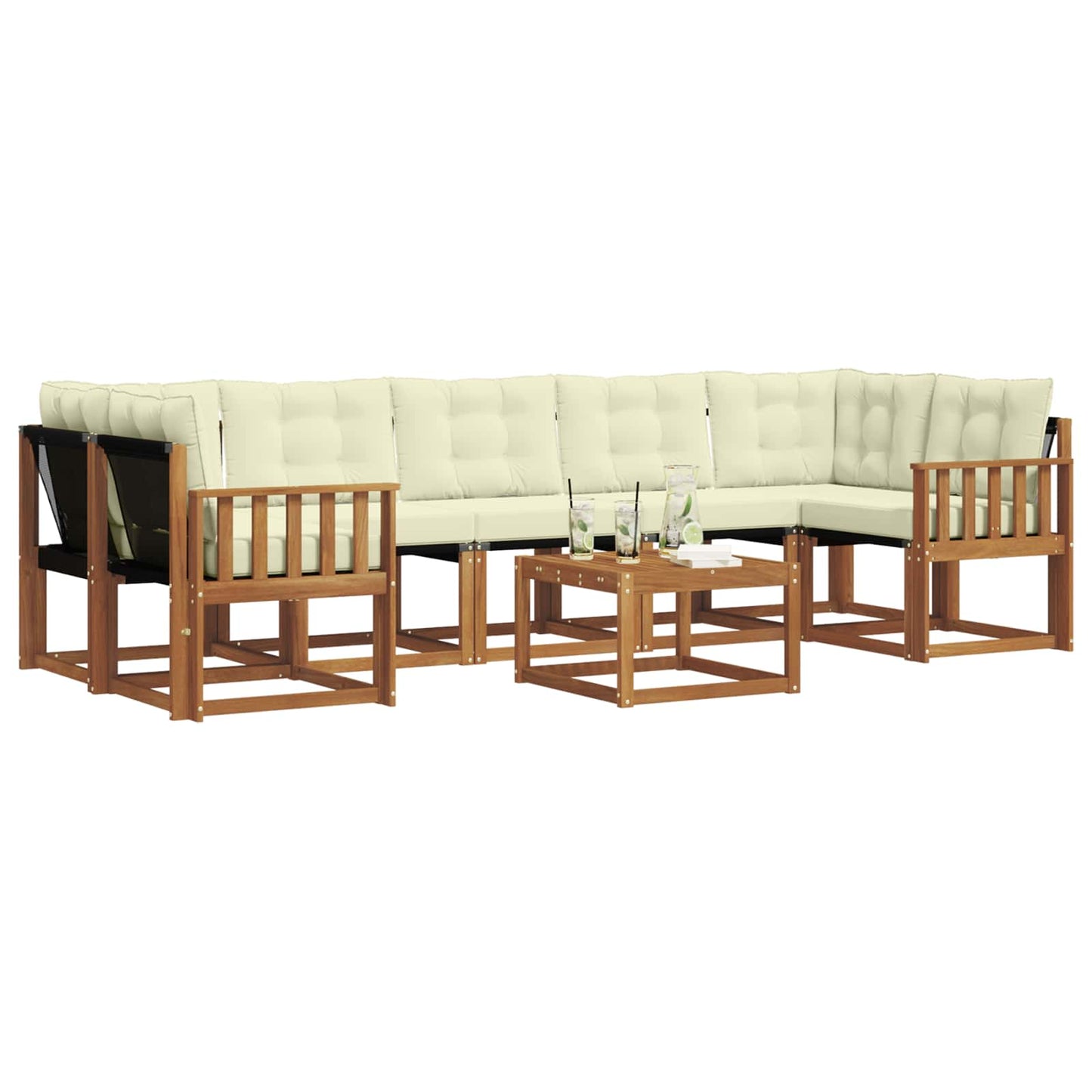 vidaXL Σειρά Καναπέ Εξωτερικού με μαξιλάρι 8 pcs Φυσικό και Κρέμα