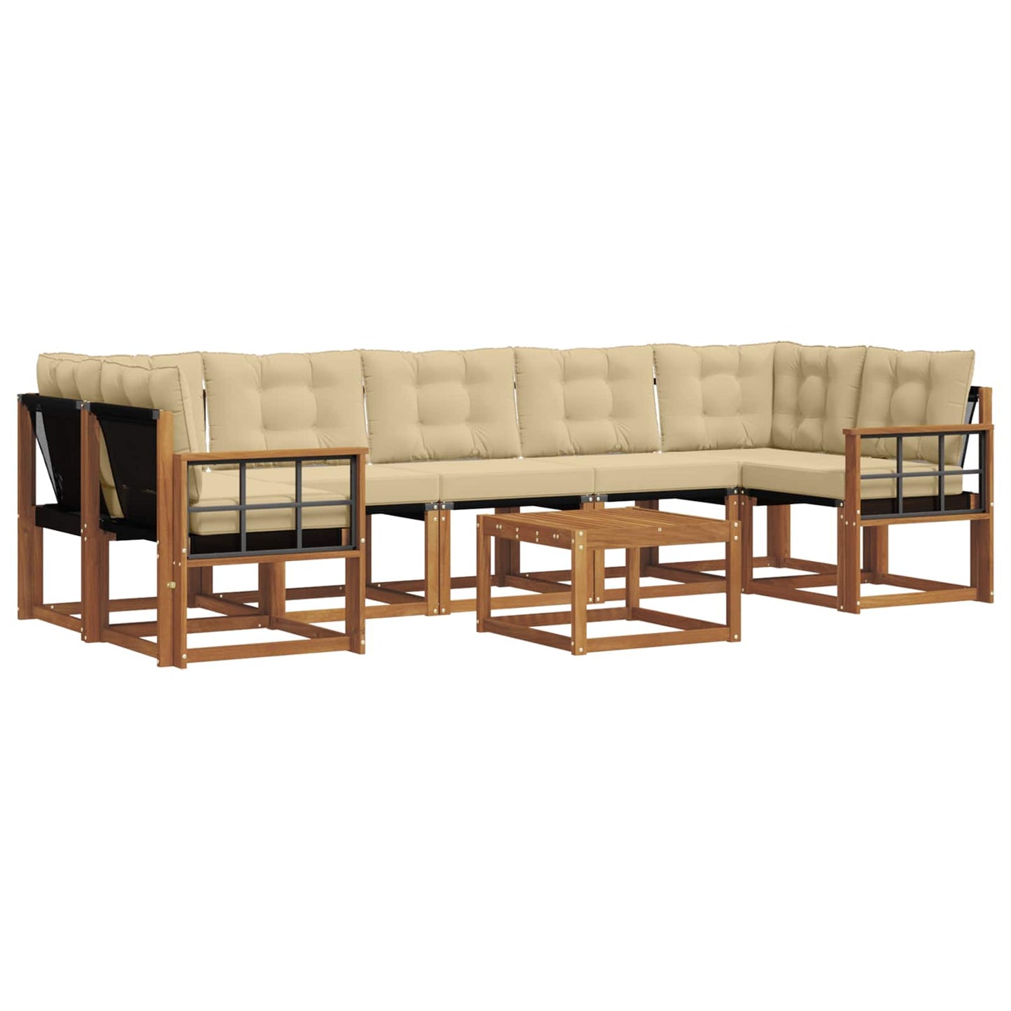 vidaXL Σειρά Καναπέ Εξωτερικού με μαξιλάρι 8 pcs Φυσικό και Μπεζ