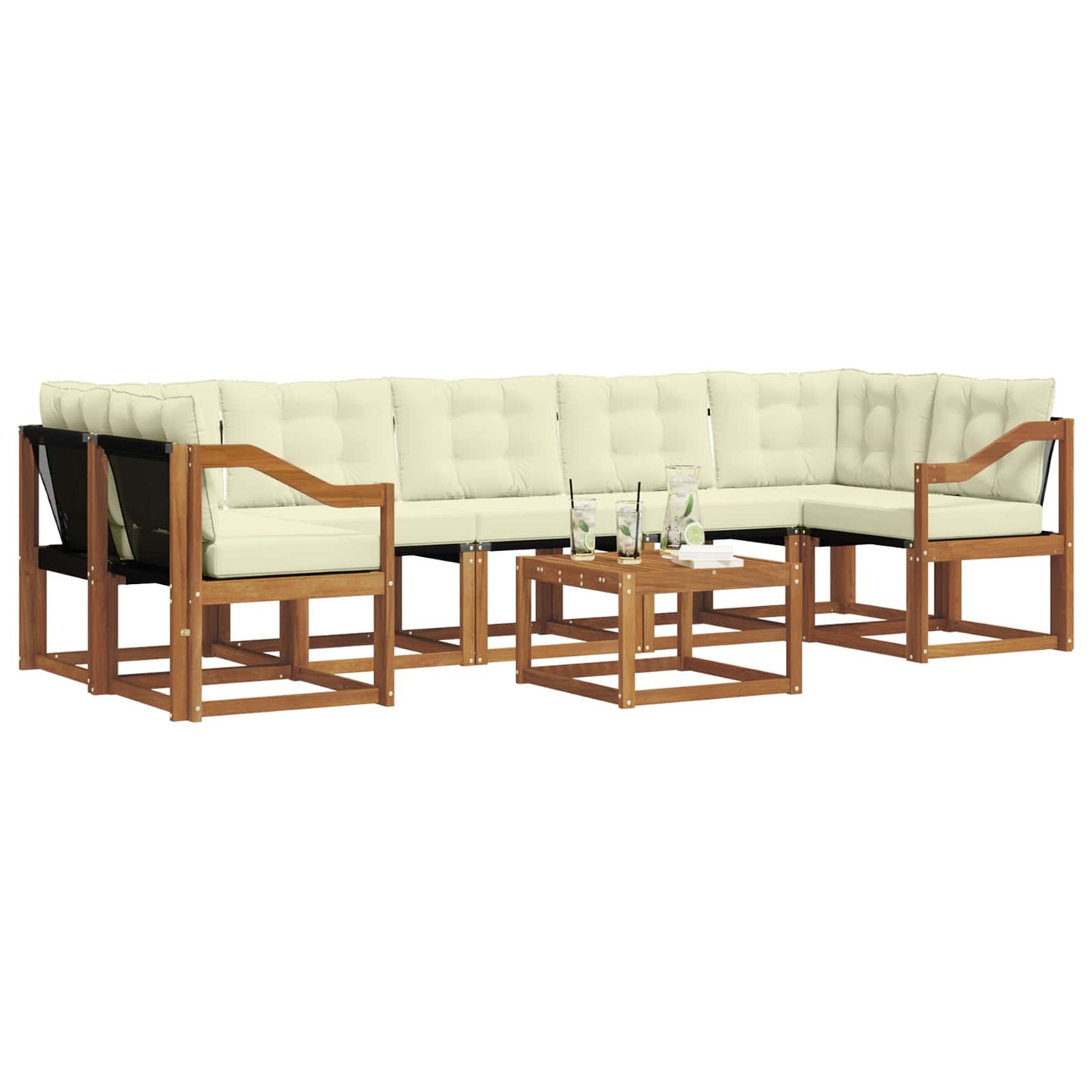 vidaXL Σειρά Καναπέ Εξωτερικού με μαξιλάρι 8 pcs Φυσικό και Κρέμα