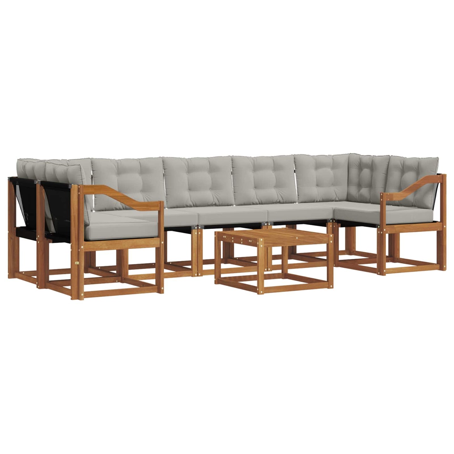 vidaXL Σειρά Καναπέ Εξωτερικού 8 pcs Φυσικό και Ανοιχτό Γκρι