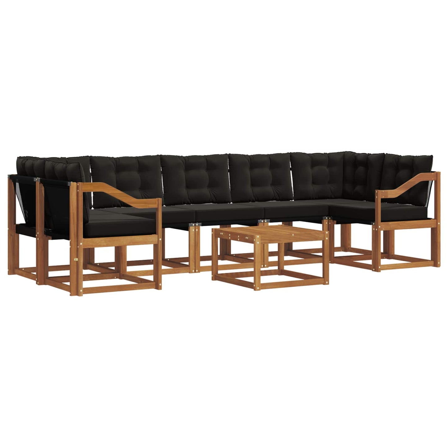 vidaXL Σειρά Καναπέ Εξωτερικού με μαξιλάρι 8 pcs Φυσικό και Μαύρο