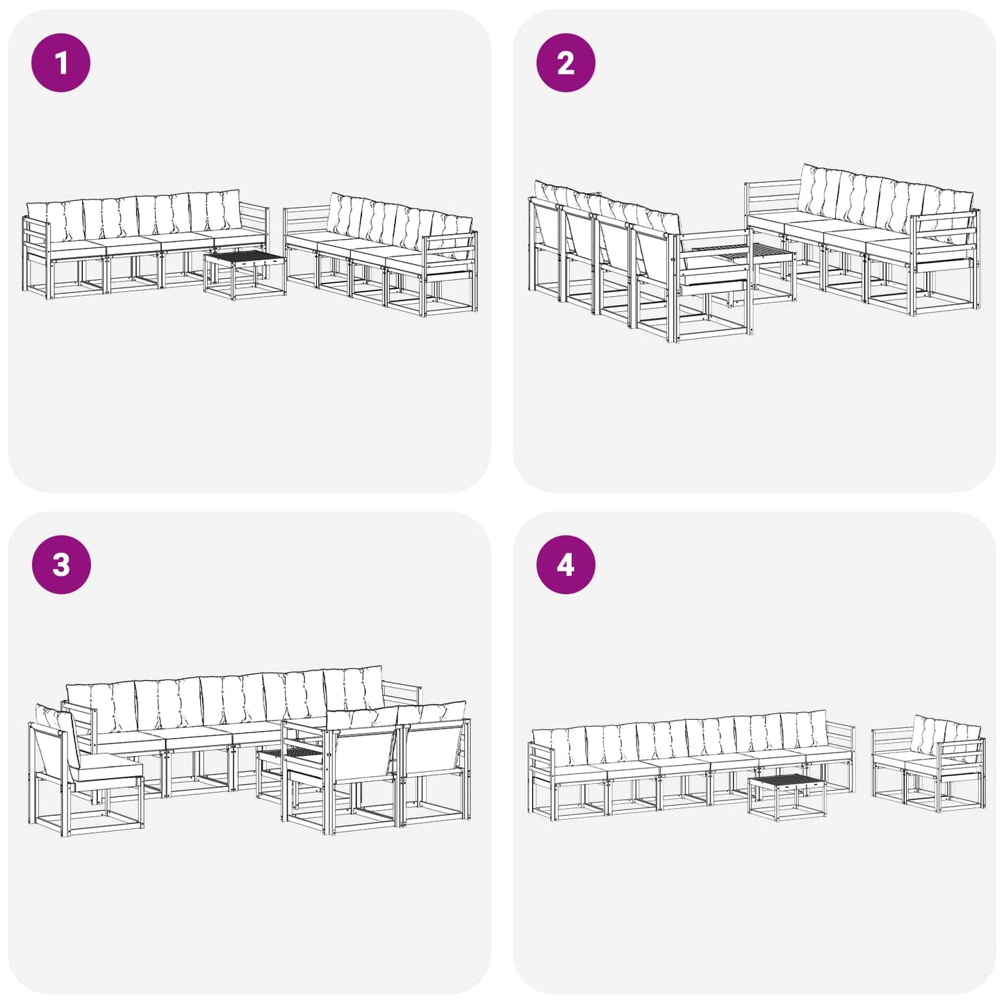 vidaXL Σειρά Καναπέ Εξωτερικού με μαξιλάρι 9 pcs Φυσικό και Κρέμα