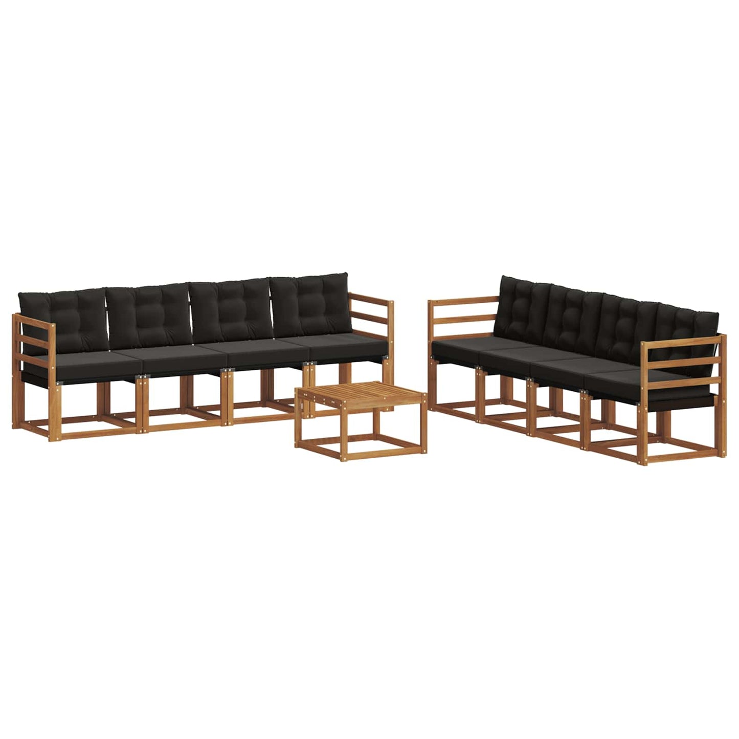 vidaXL Σειρά Καναπέ Εξωτερικού με μαξιλάρι 9 pcs Φυσικό και Μαύρο